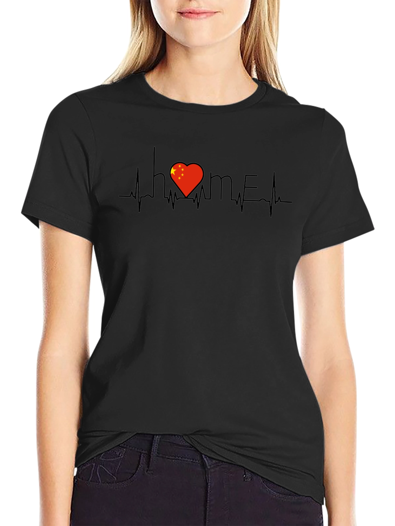 China Flag Heartbeat Home T-Shirt - Stylish & Patriotic