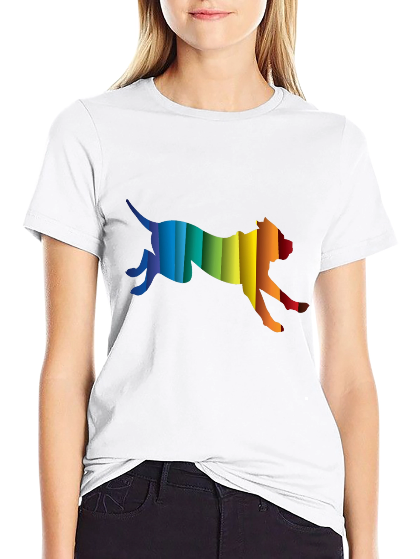 Rainbow Dog Graphic Tee - Black Cotton Comfort