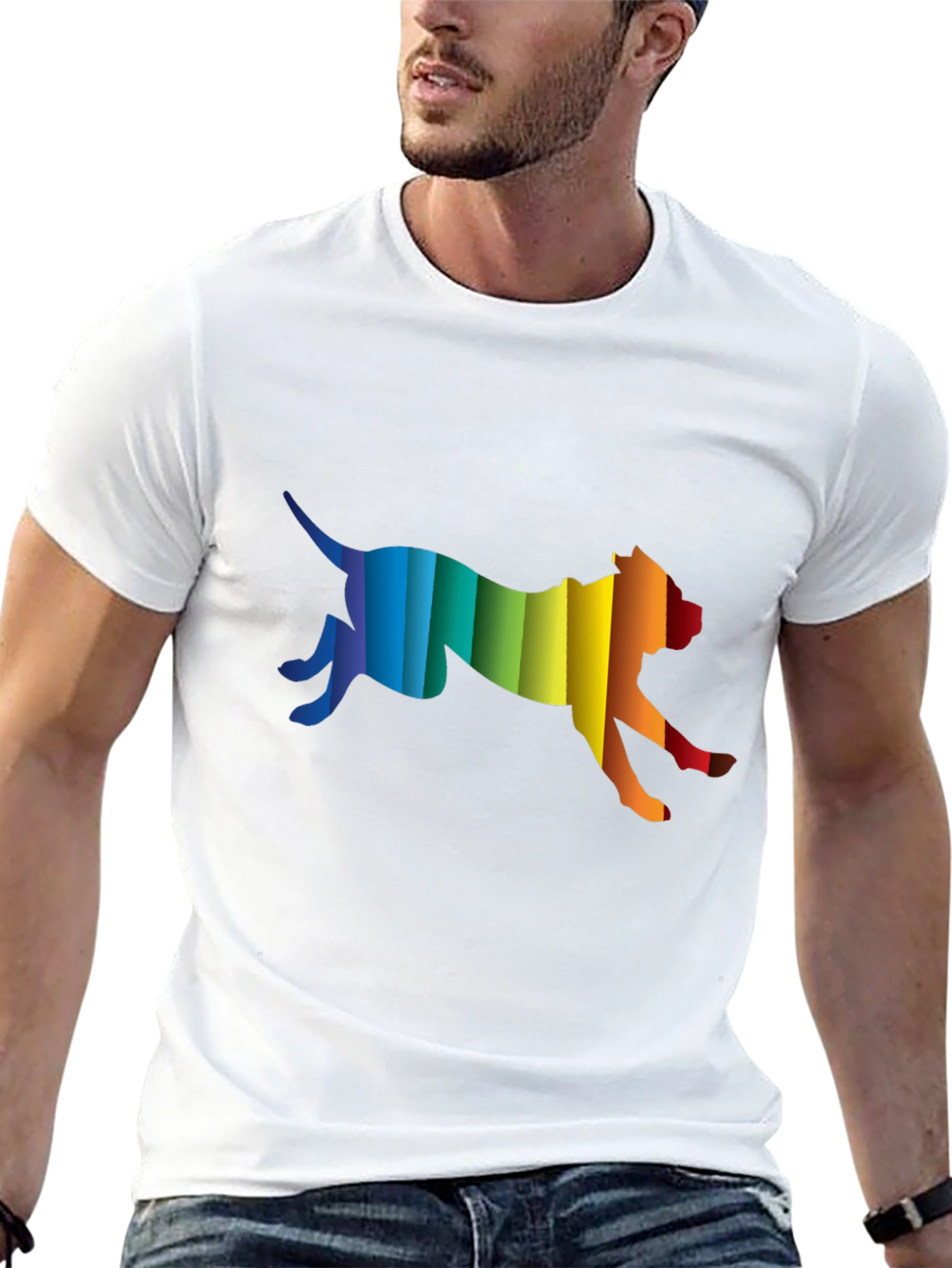 Rainbow Dog Graphic Tee - Black Cotton Comfort