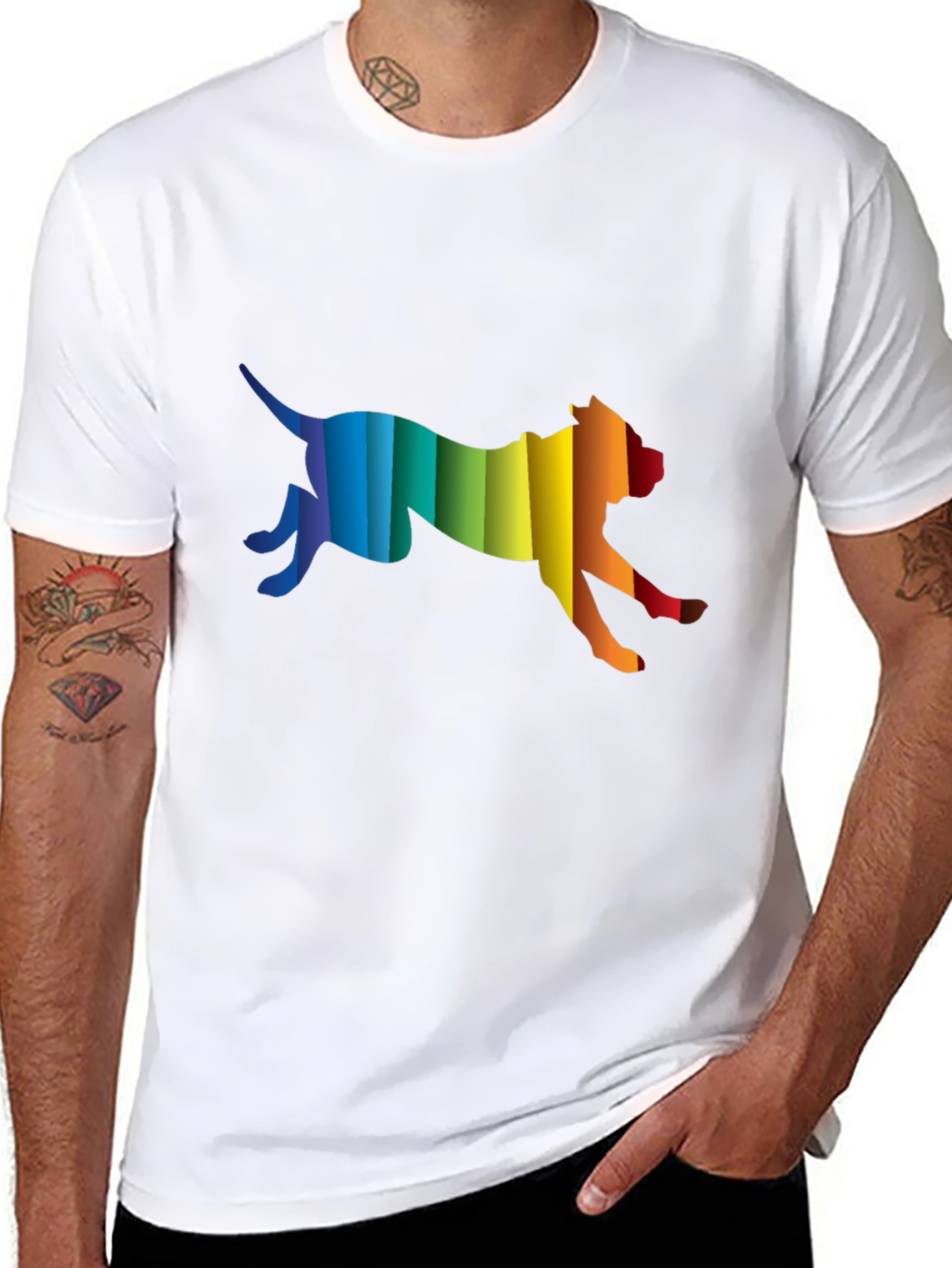 Rainbow Dog Graphic Tee - Black Cotton Comfort