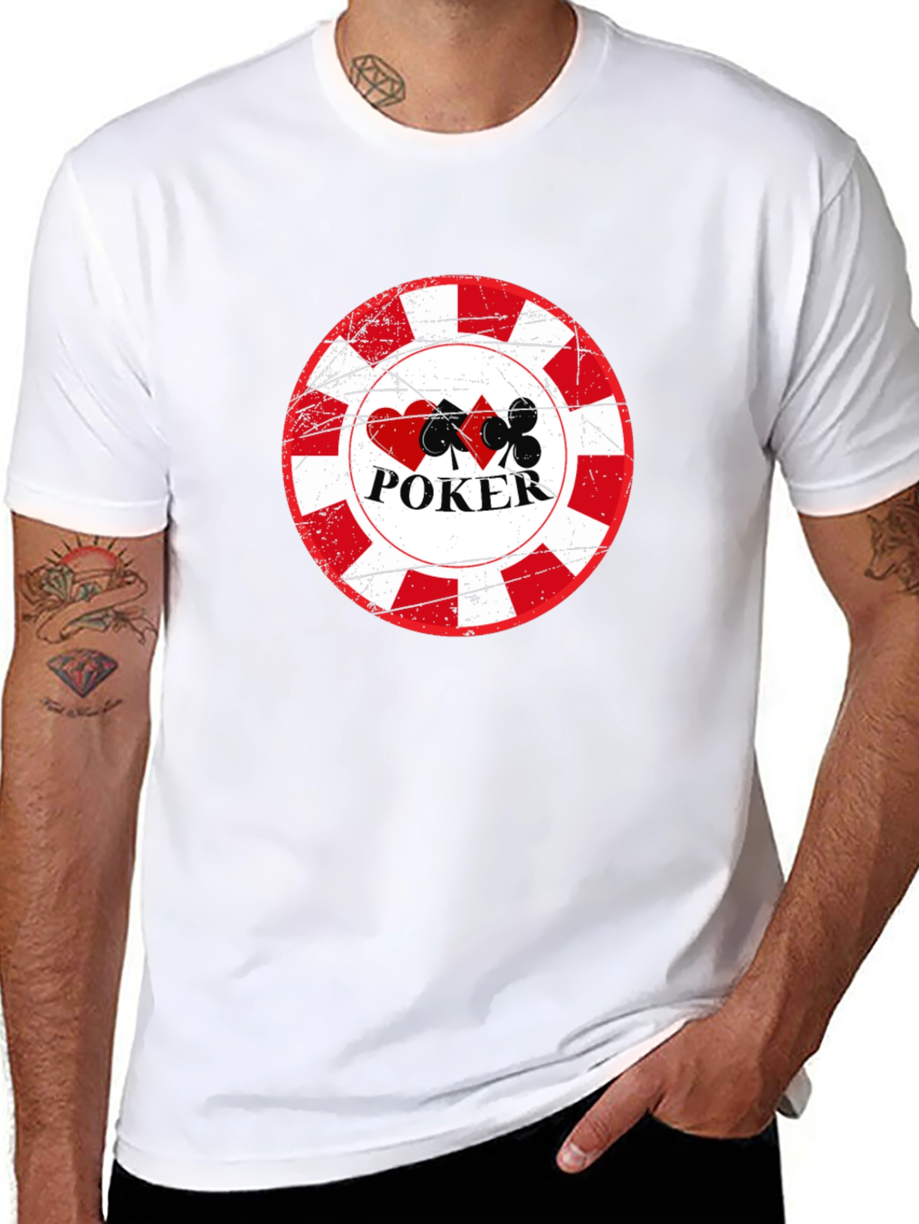 Poker Chip Graphic Tee - Black Cotton T-Shirt