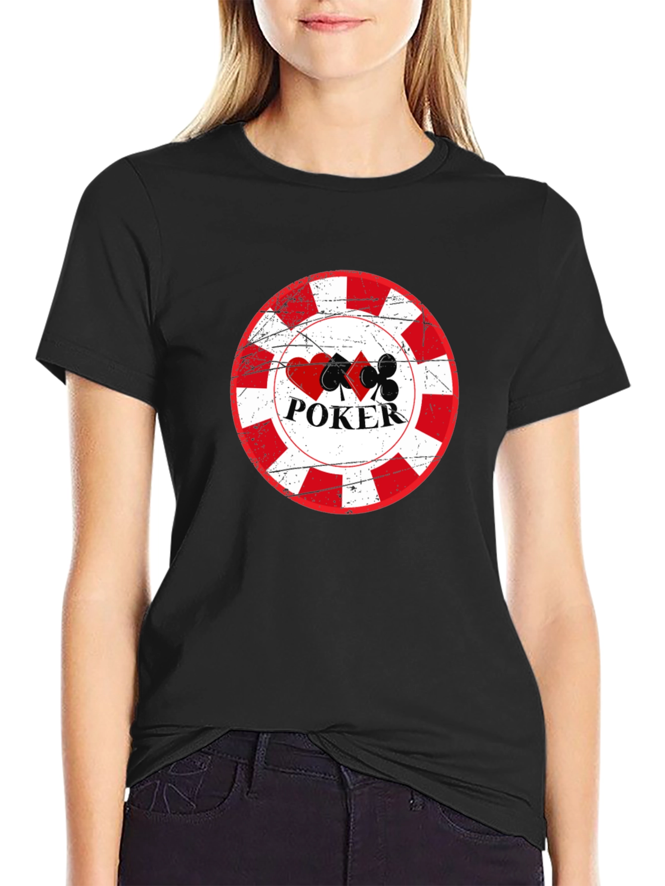 Poker Chip Graphic Tee - Black Cotton T-Shirt