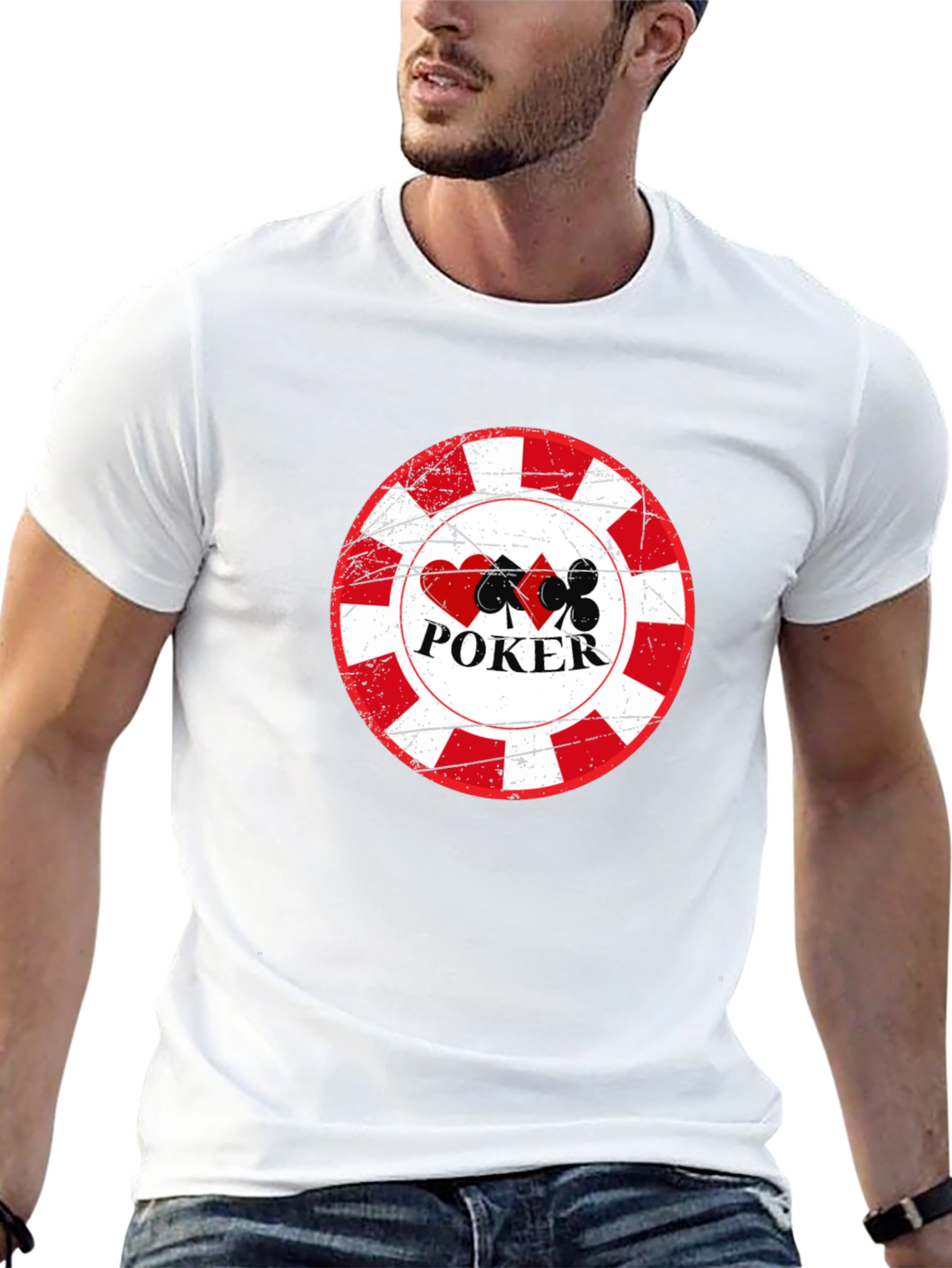 Poker Chip Graphic Tee - Black Cotton T-Shirt