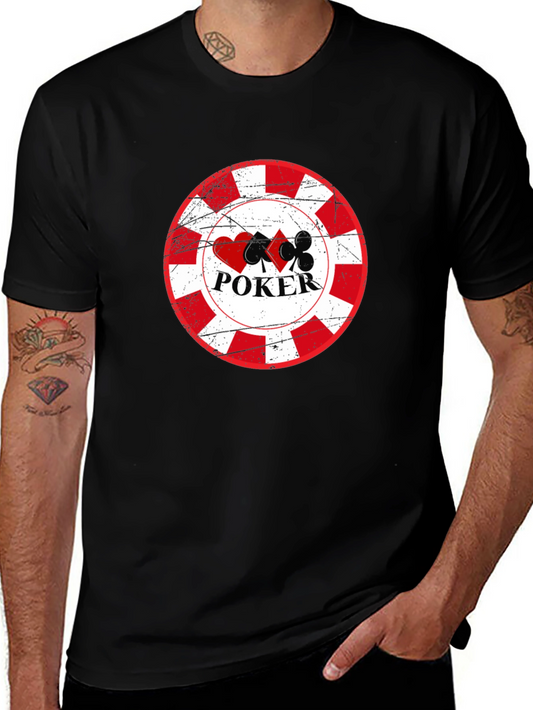 Poker Chip Graphic Tee - Black Cotton T-Shirt