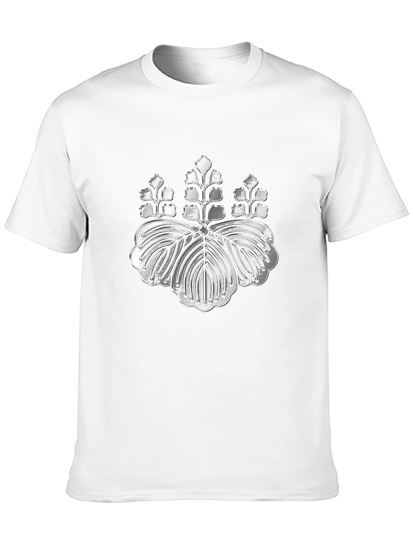 Silver Japanese Kamon Crest Black T-Shirt