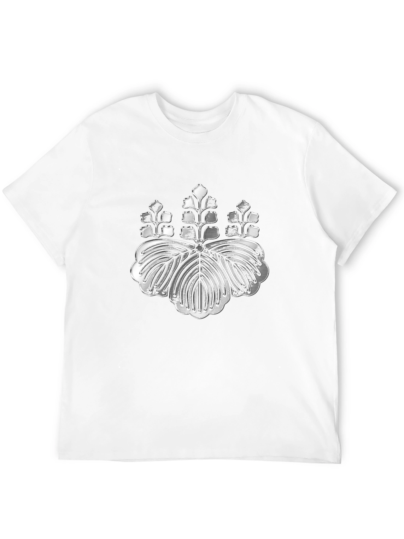 Silver Japanese Kamon Crest Black T-Shirt