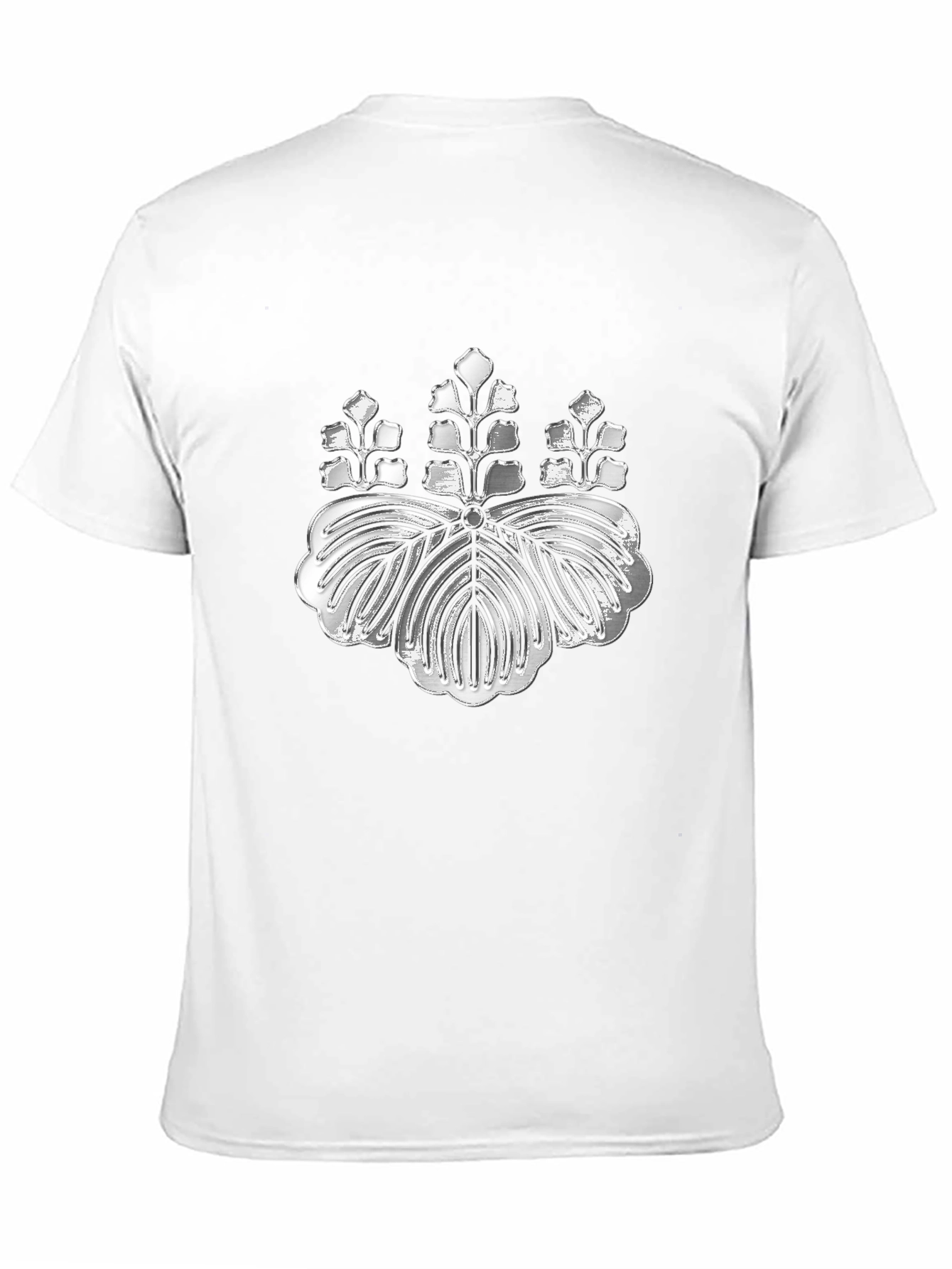 Silver Japanese Kamon Crest Black T-Shirt