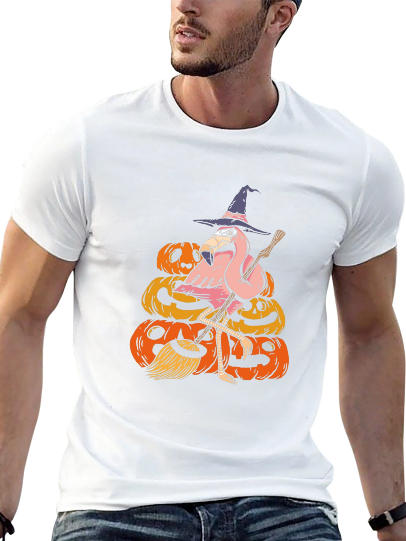 Halloween Flamingo Witch T-Shirt