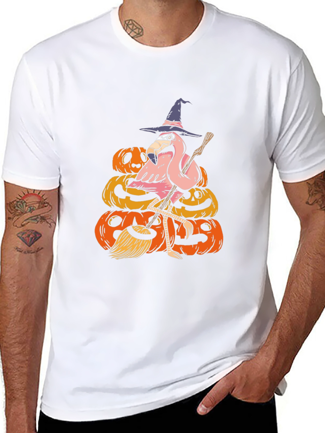 Halloween Flamingo Witch T-Shirt
