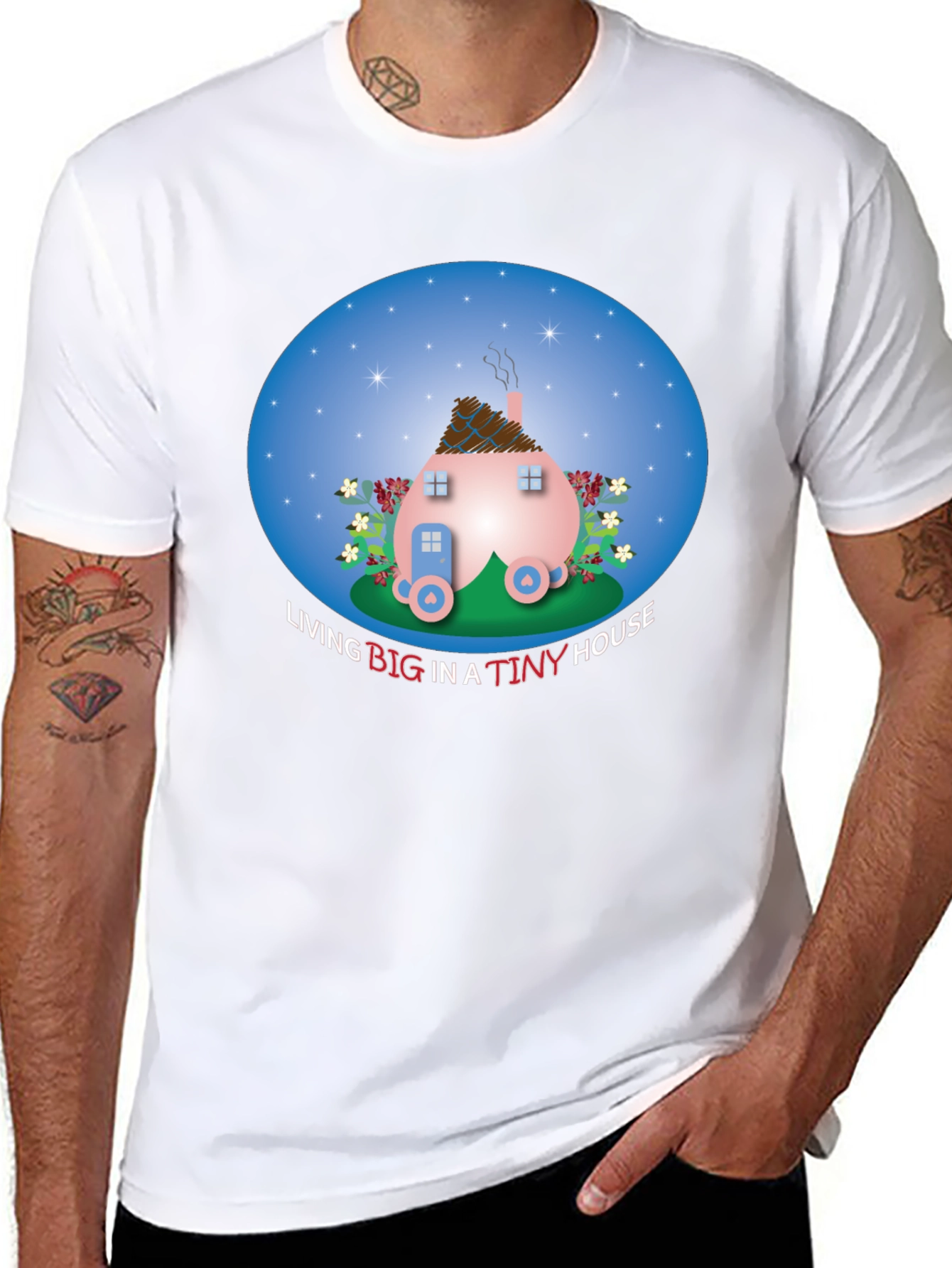 Tiny House Graphic Tee - Black Cotton Comfort