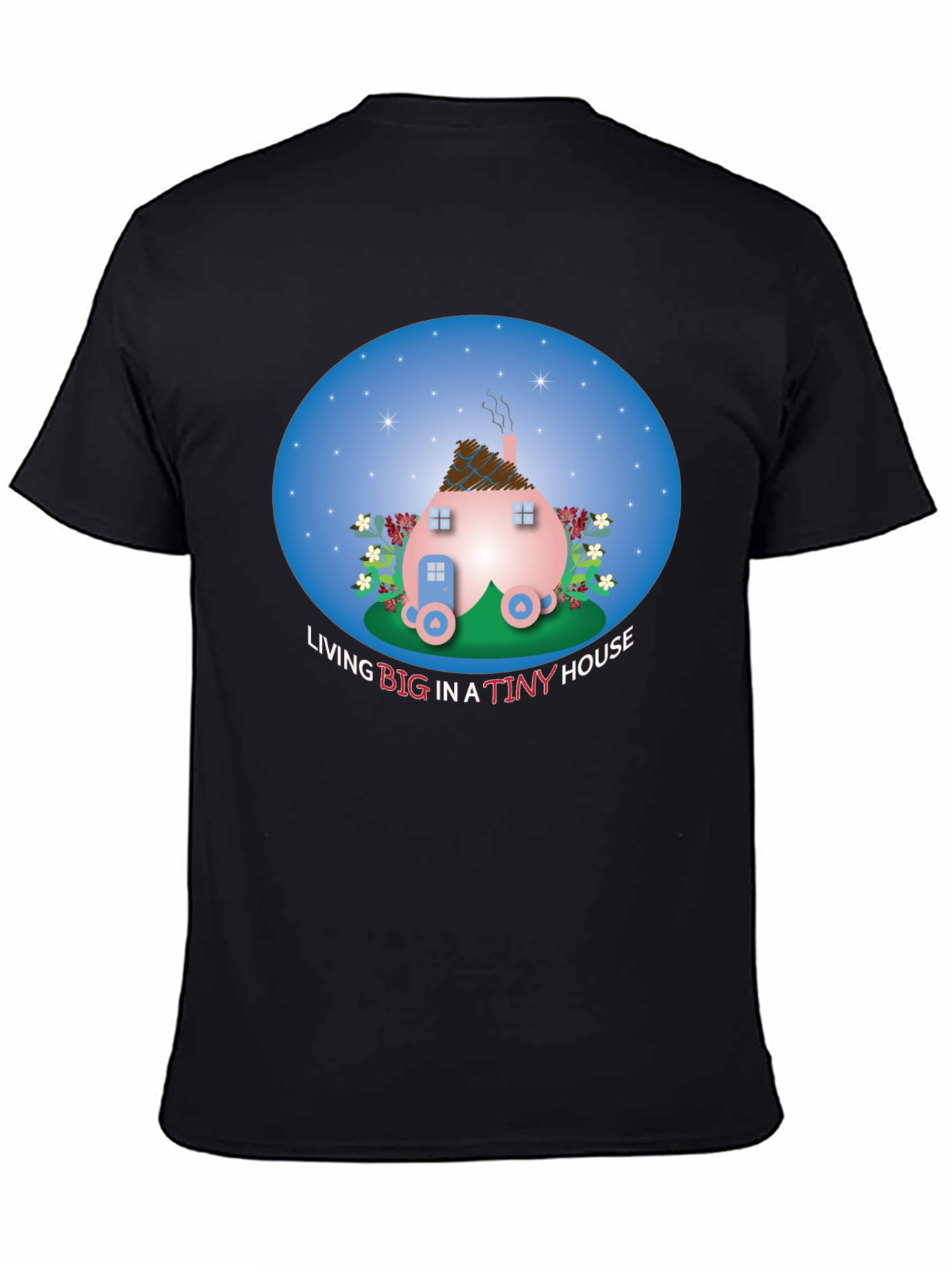 Tiny House Graphic Tee - Black Cotton Comfort