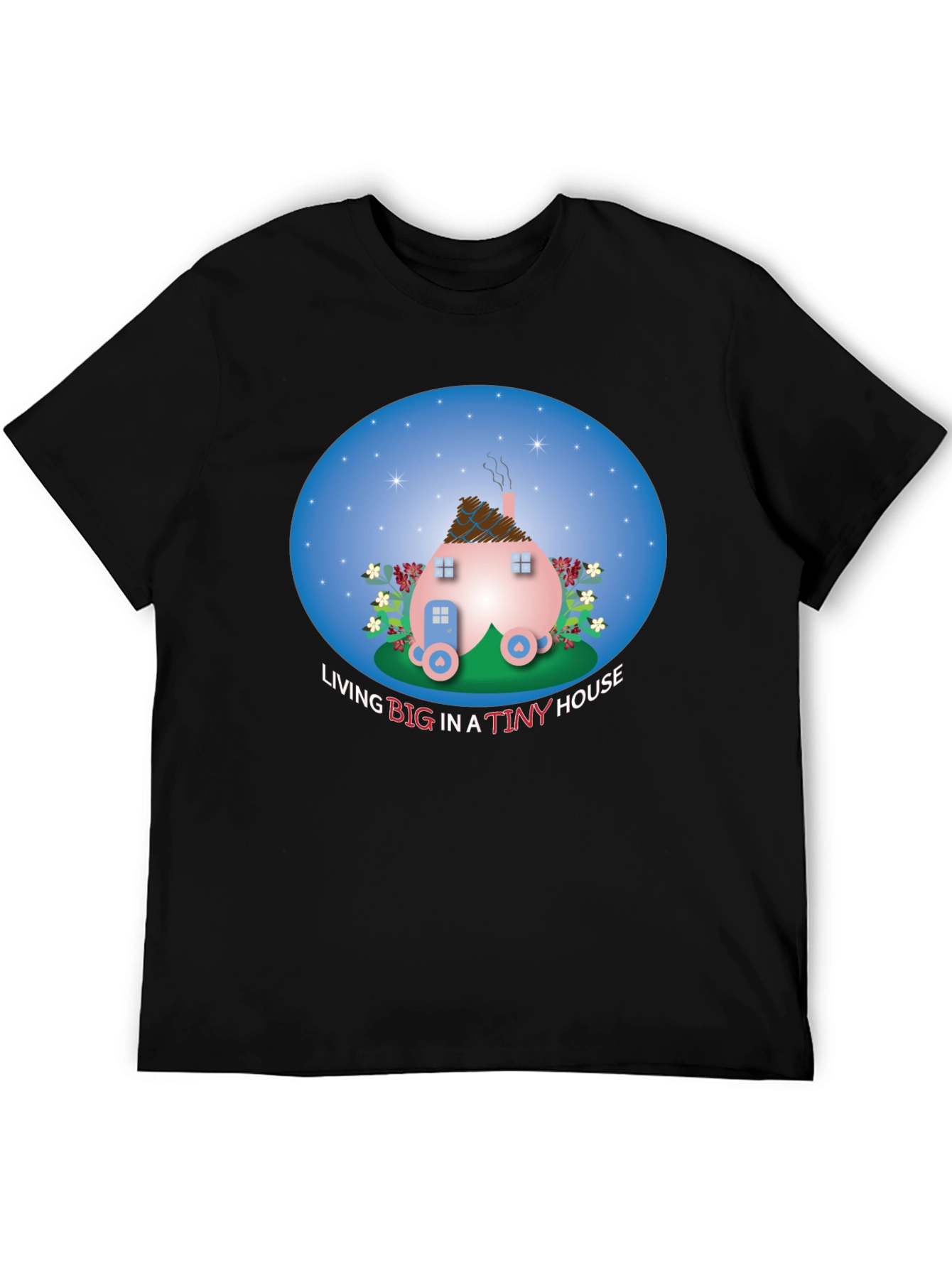 Tiny House Graphic Tee - Black Cotton Comfort