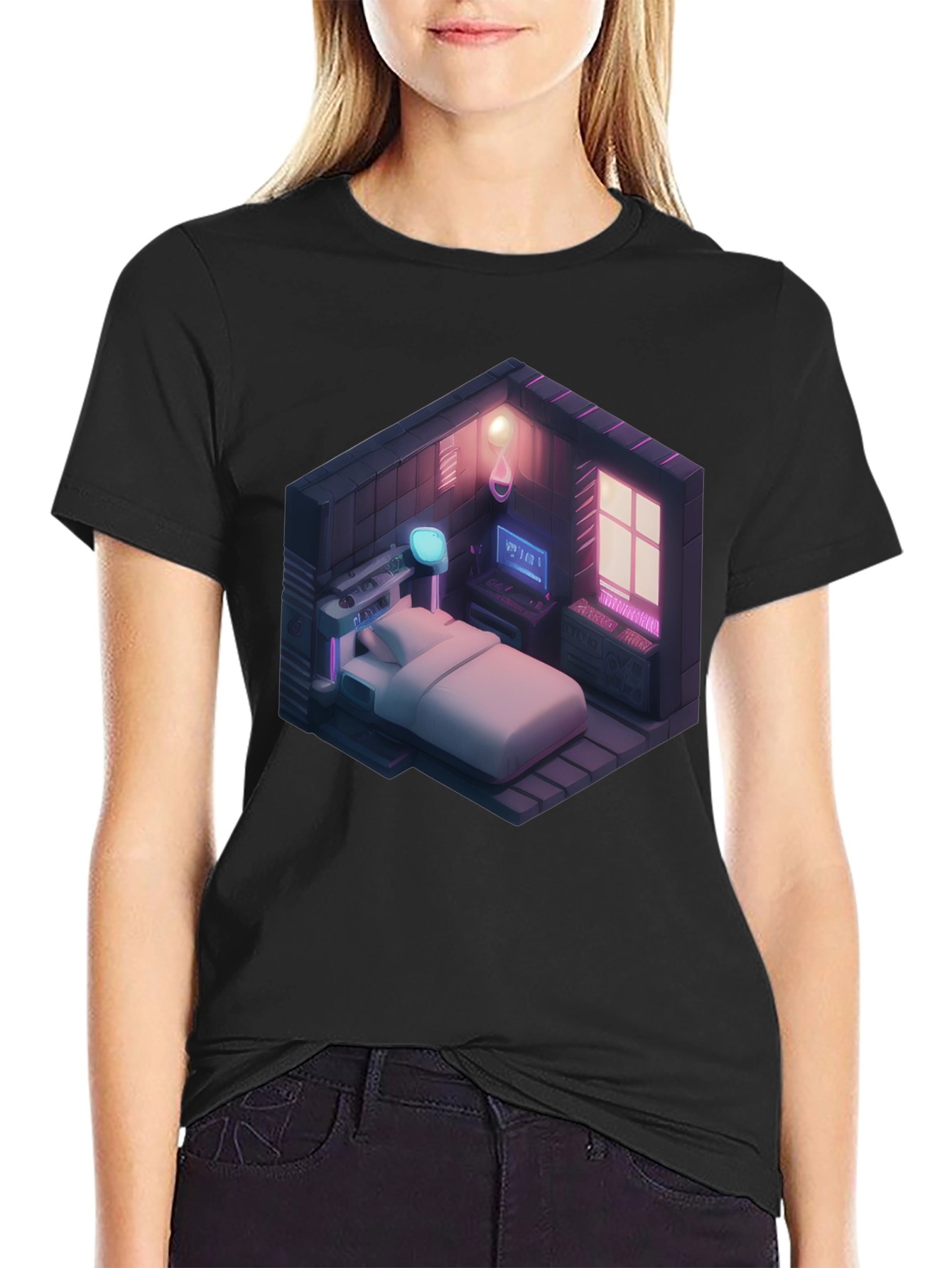 Isometric Gaming Room T-Shirt - Black