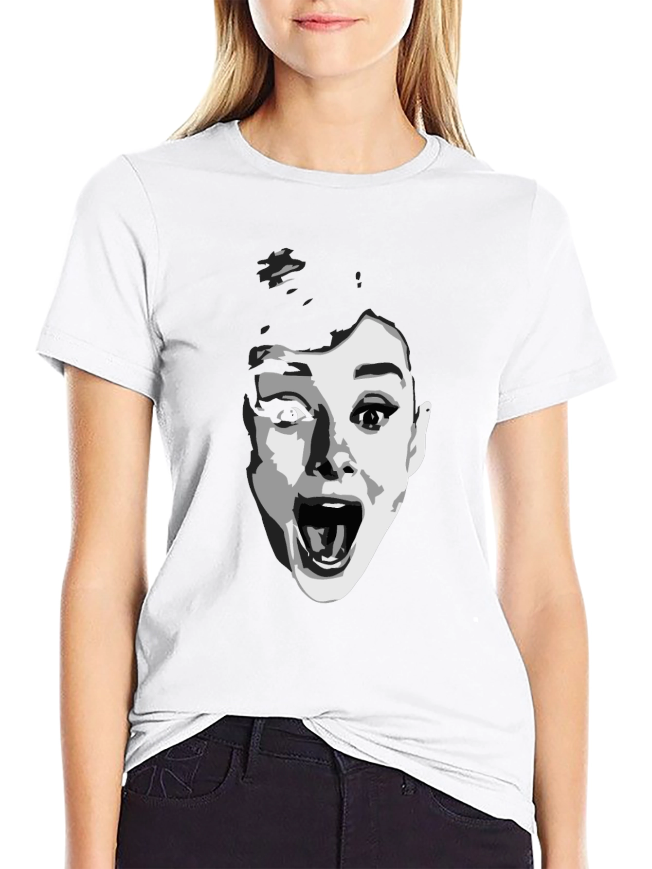 Audrey Hepburn Screaming Graphic T-Shirt