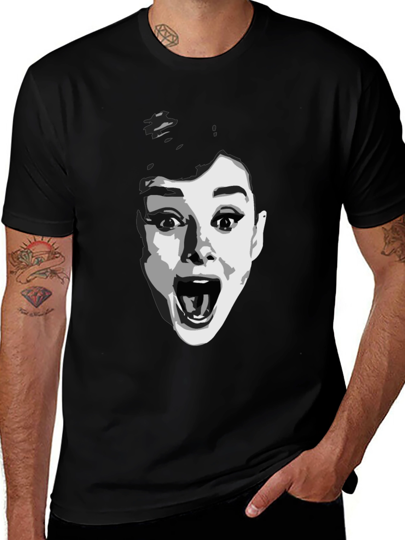 Audrey Hepburn Screaming Graphic T-Shirt
