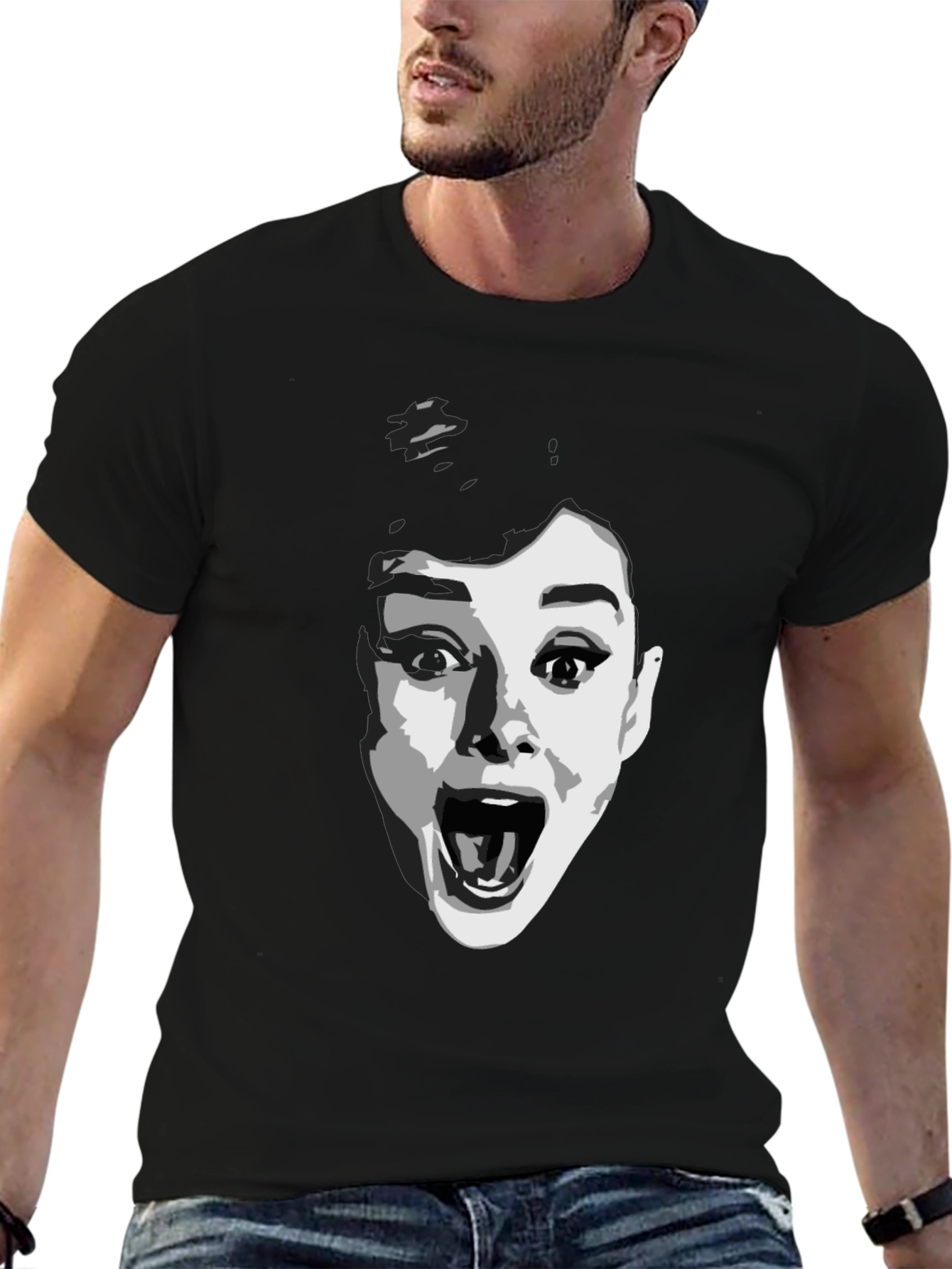 Audrey Hepburn Screaming Graphic T-Shirt