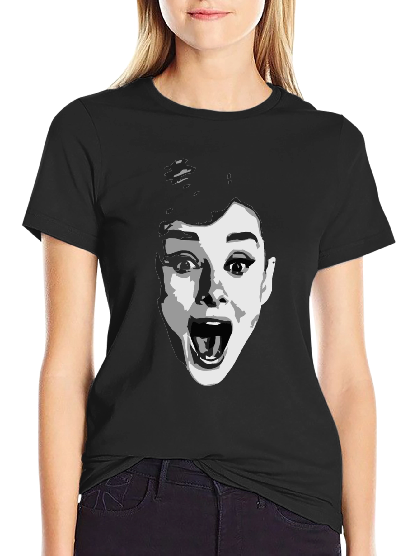 Audrey Hepburn Screaming Graphic T-Shirt