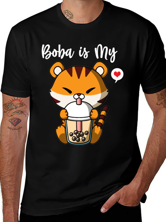 Boba is My Love T-Shirt - Cute Tiger Boba Tea Design