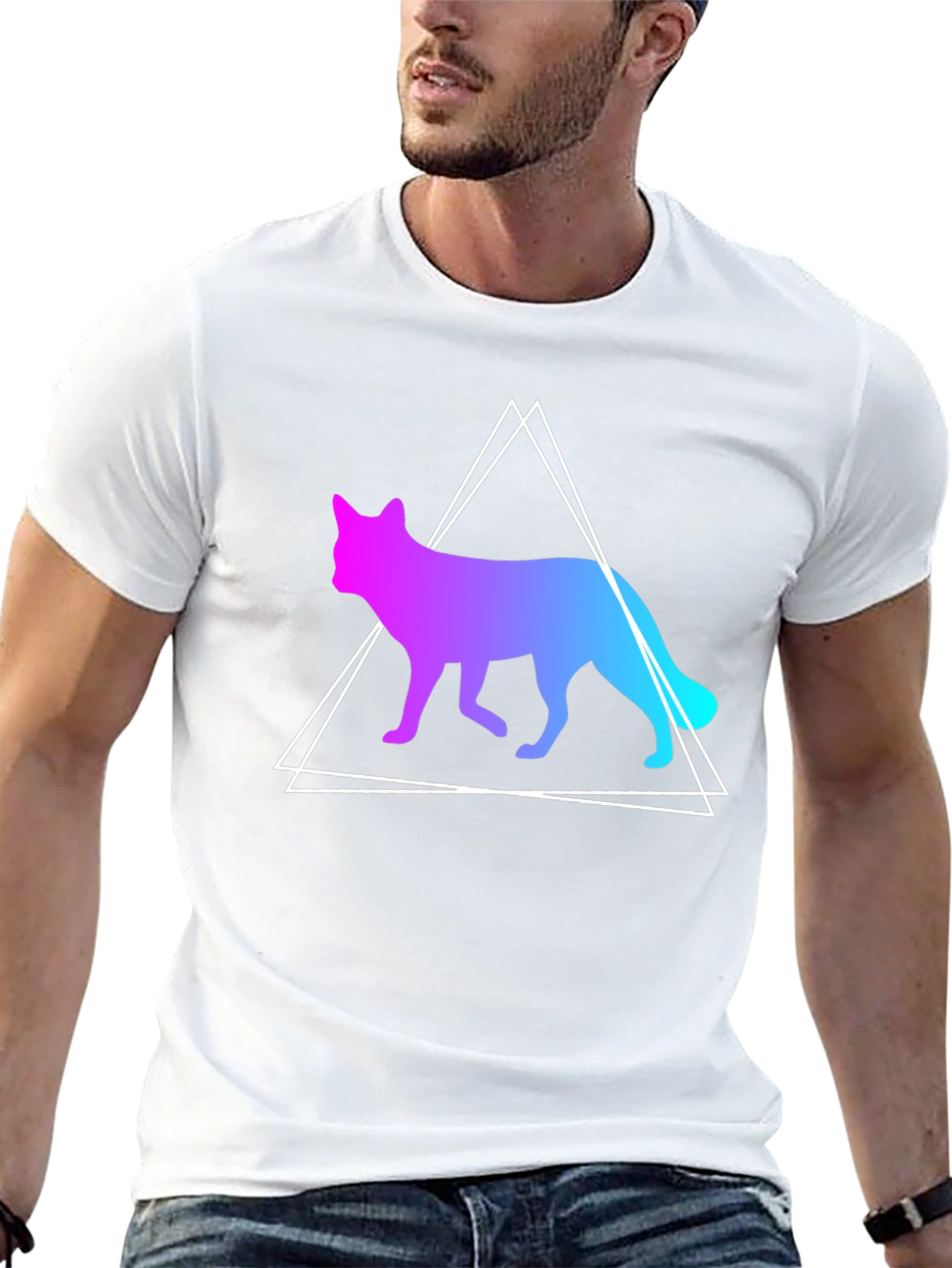 Gradient Fox Graphic Tee - Black T-Shirt