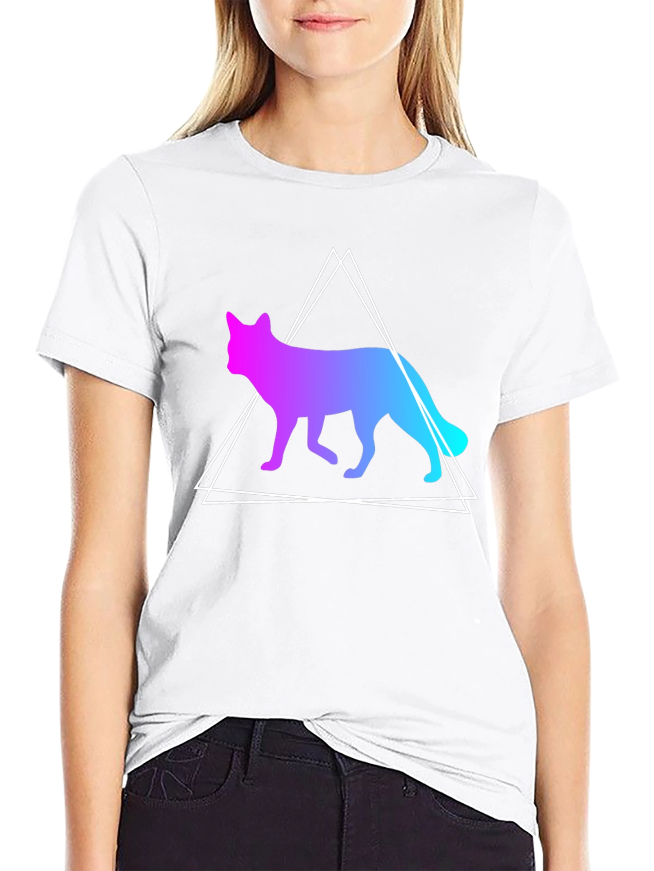 Gradient Fox Graphic Tee - Black T-Shirt