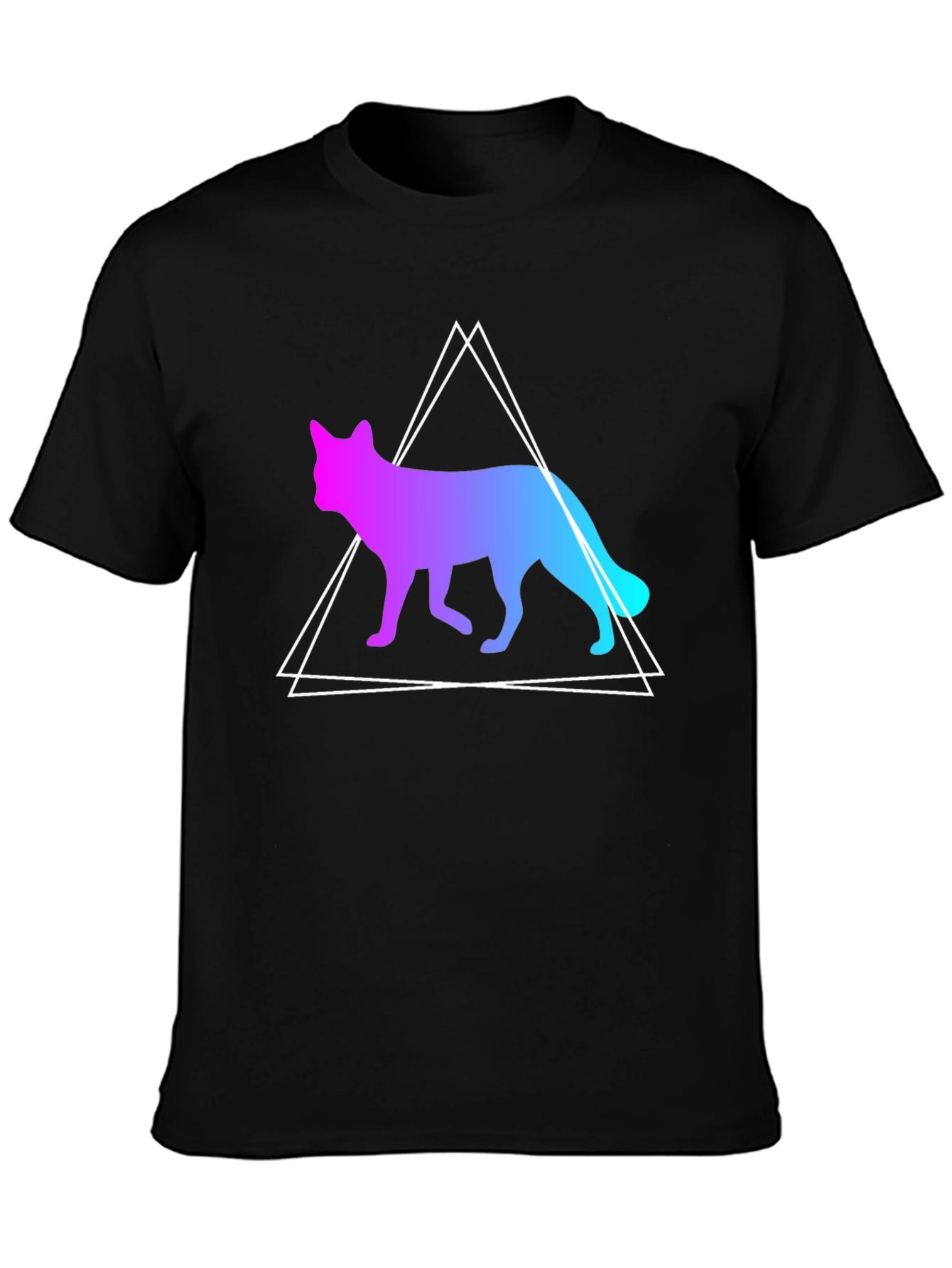 Gradient Fox Graphic Tee - Black T-Shirt