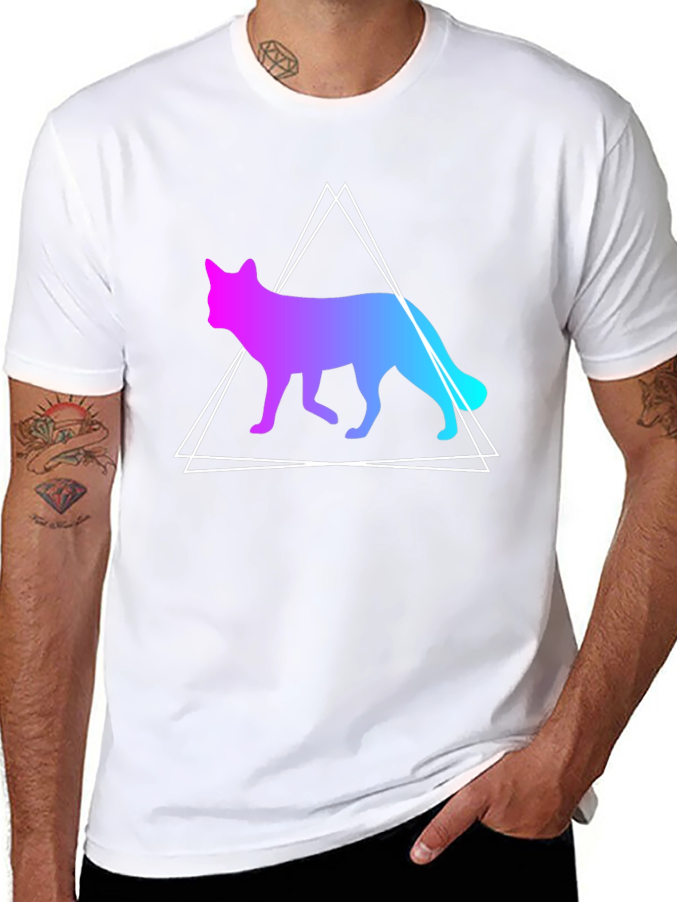 Gradient Fox Graphic Tee - Black T-Shirt