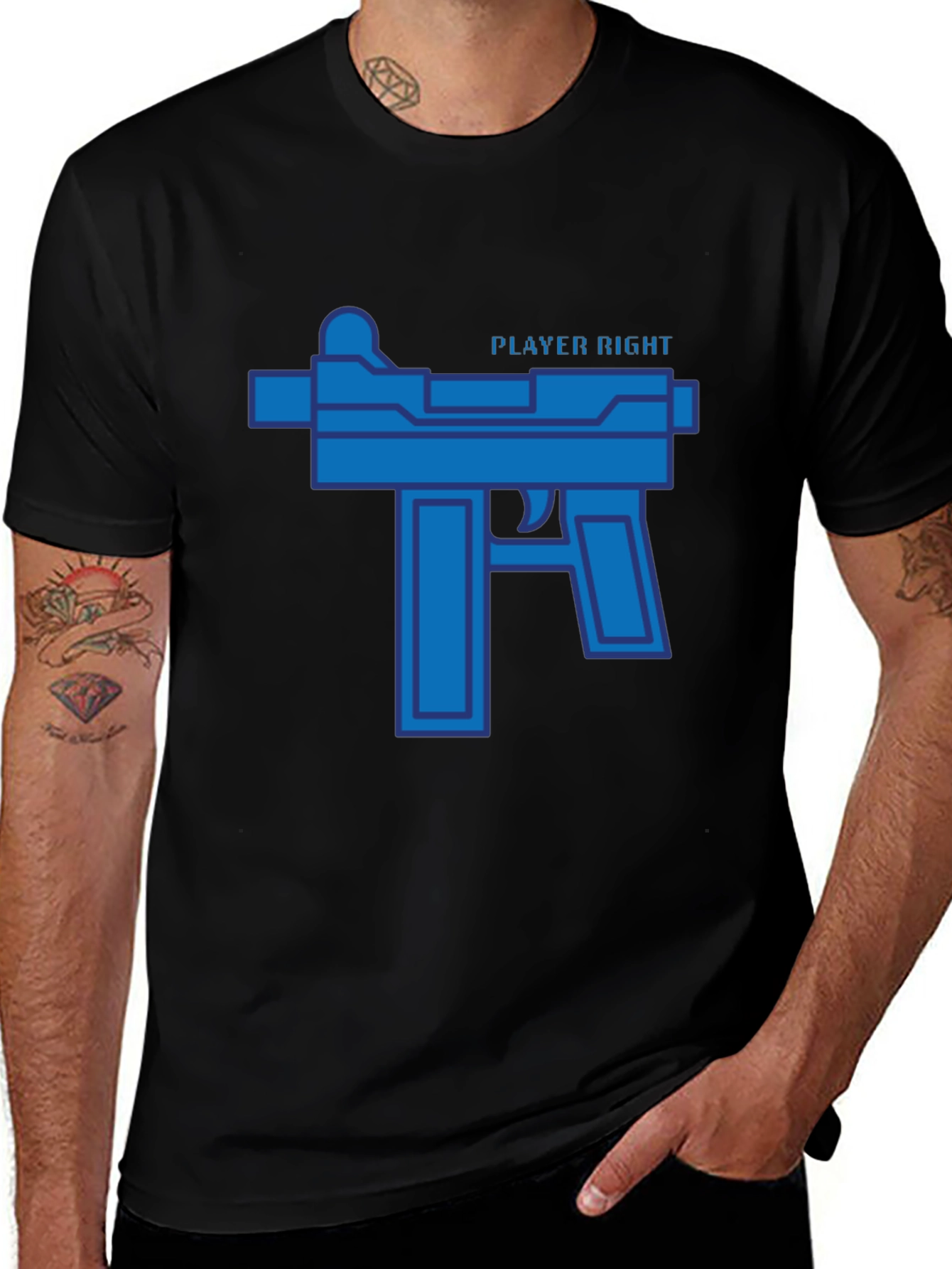 Player Right Graphic Tee - Black Cotton T-Shirt
