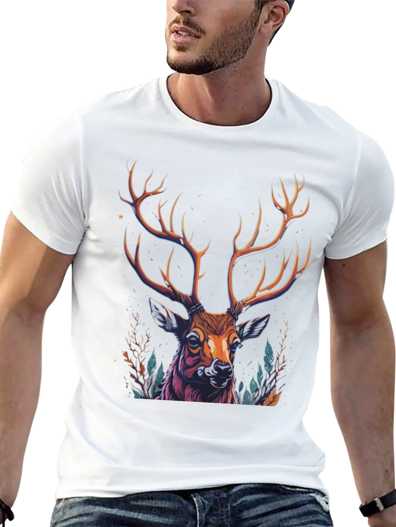 Majestic Deer Graphic Tee - Mens Black T-Shirt