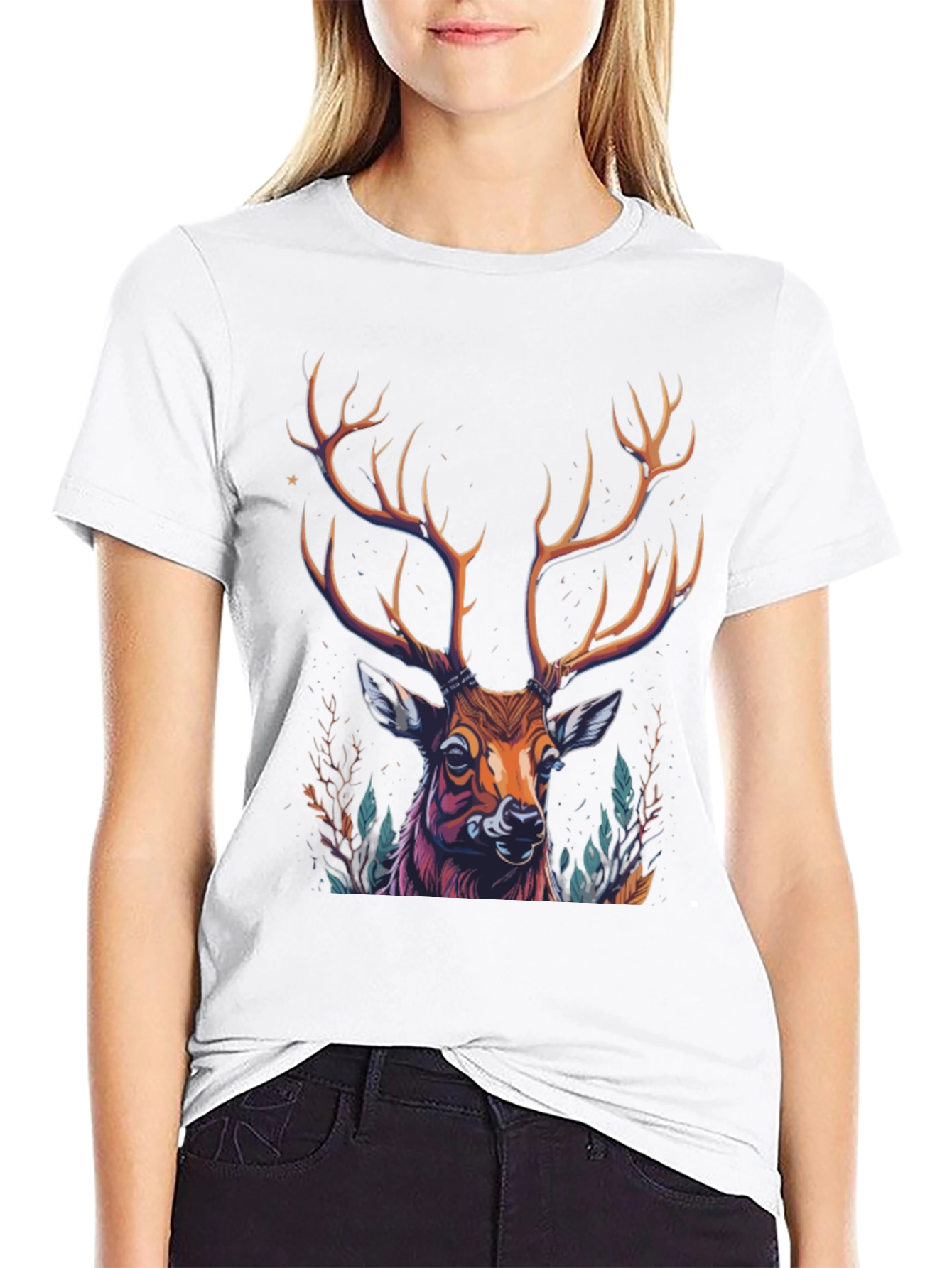 Majestic Deer Graphic Tee - Mens Black T-Shirt