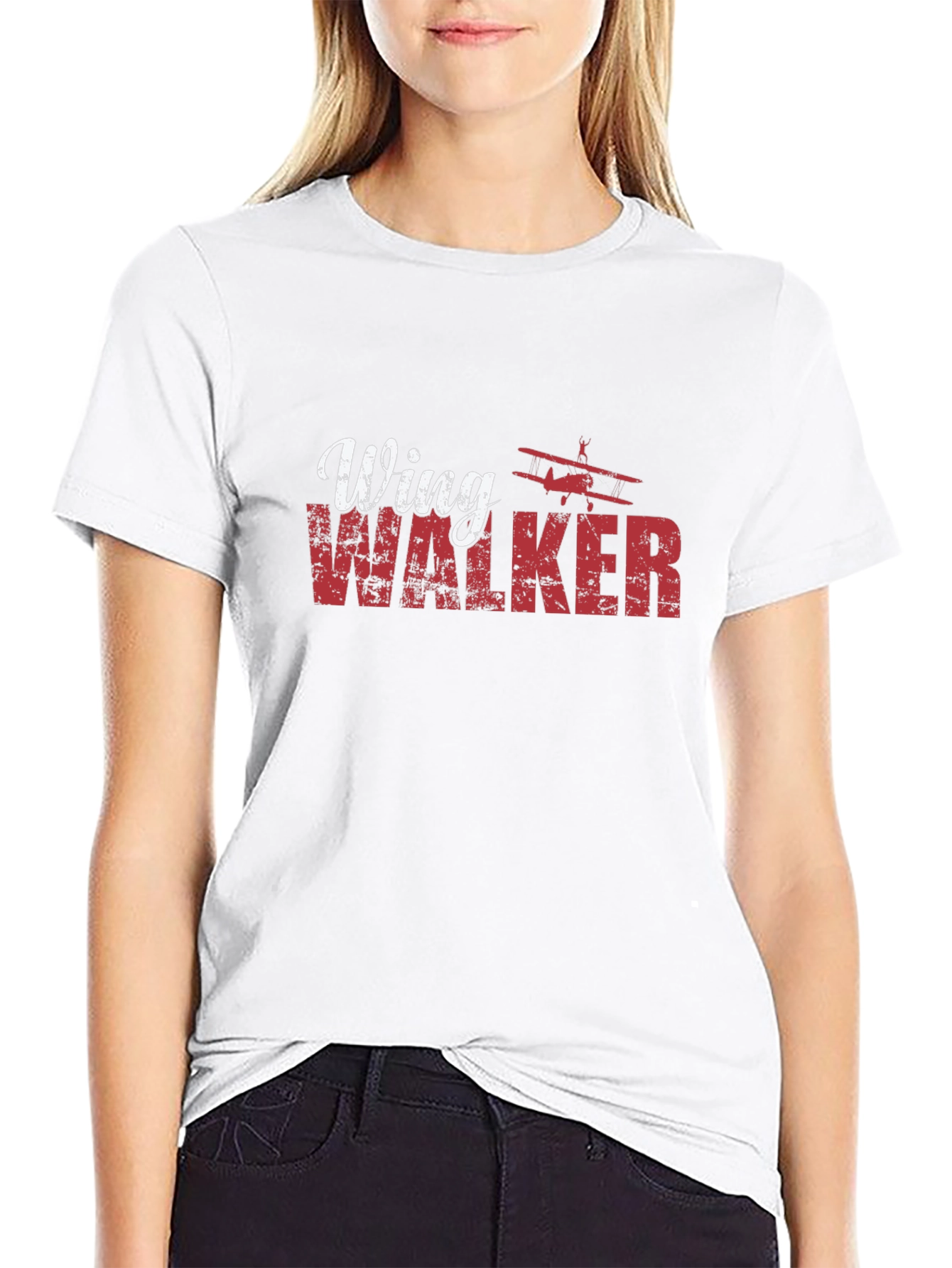 Wing Walker Airplane Black T-Shirt