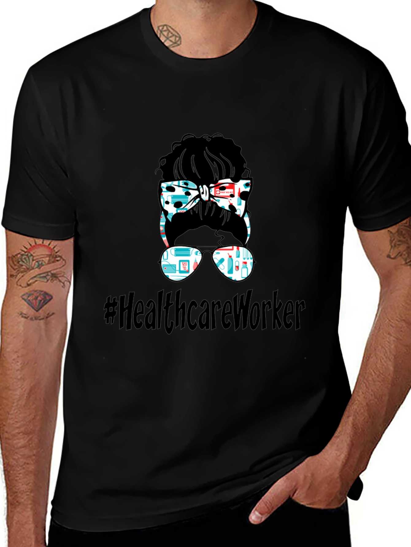 Healthcare Worker Messy Bun Graphic Tee