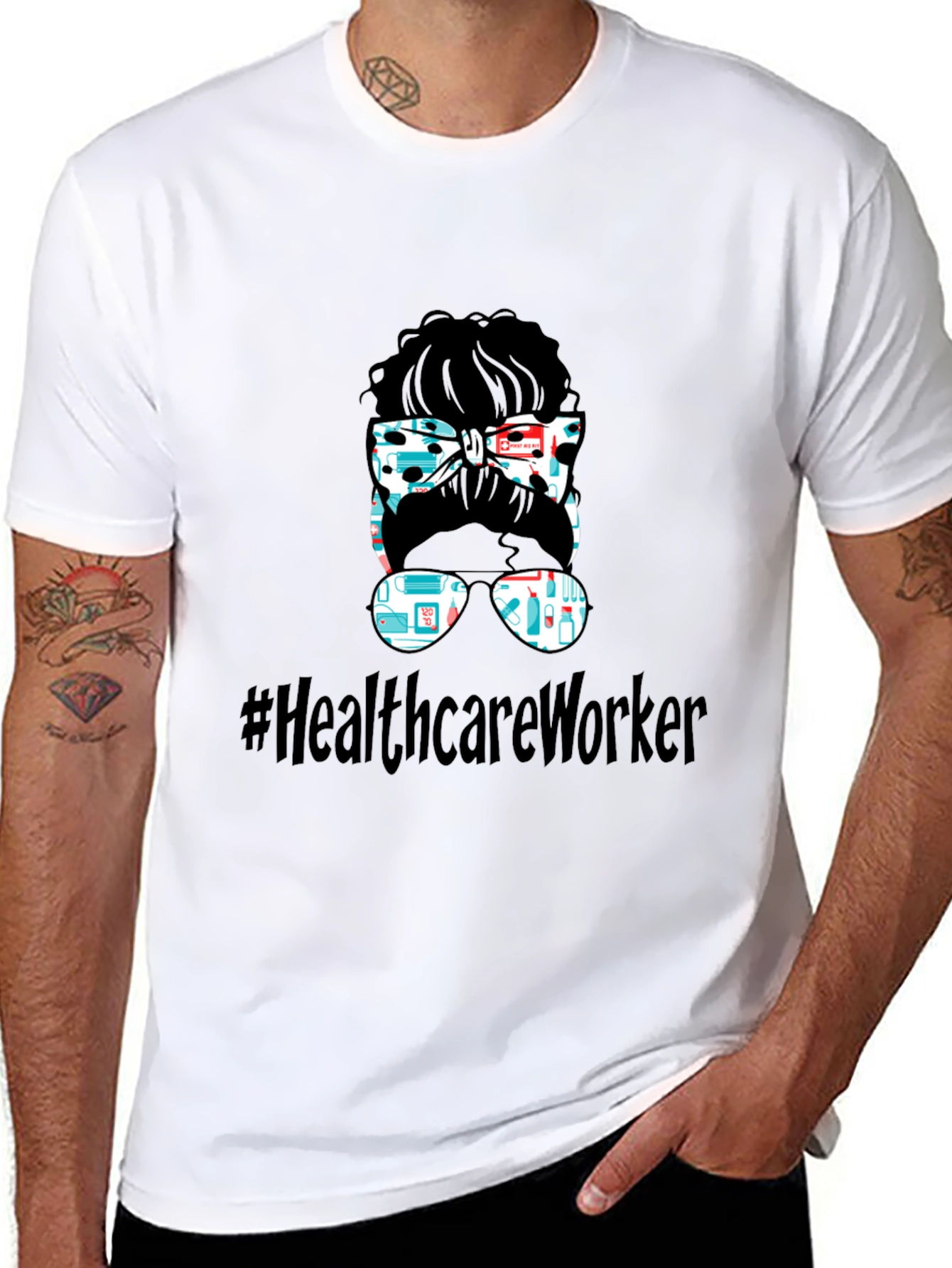 Healthcare Worker Messy Bun Graphic Tee