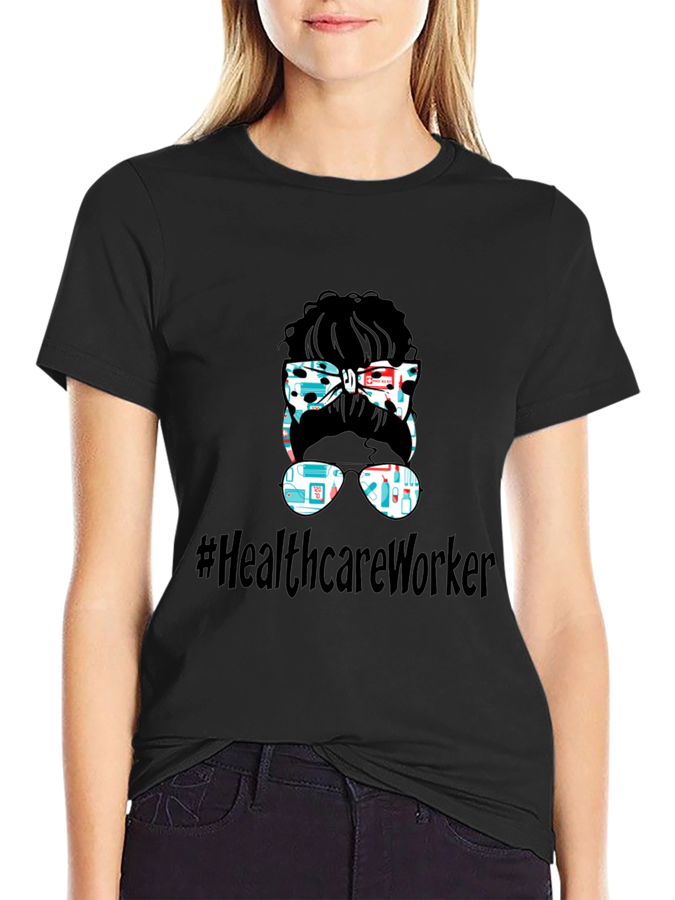 Healthcare Worker Messy Bun Graphic Tee