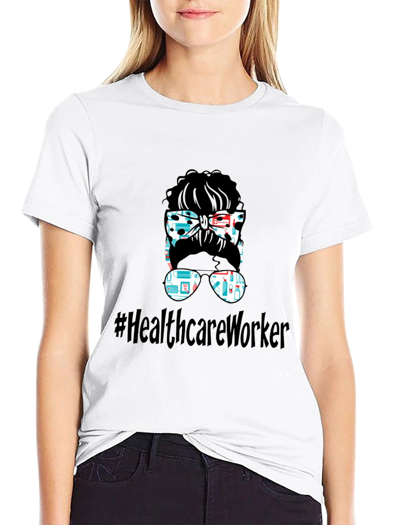 Healthcare Worker Messy Bun Graphic Tee