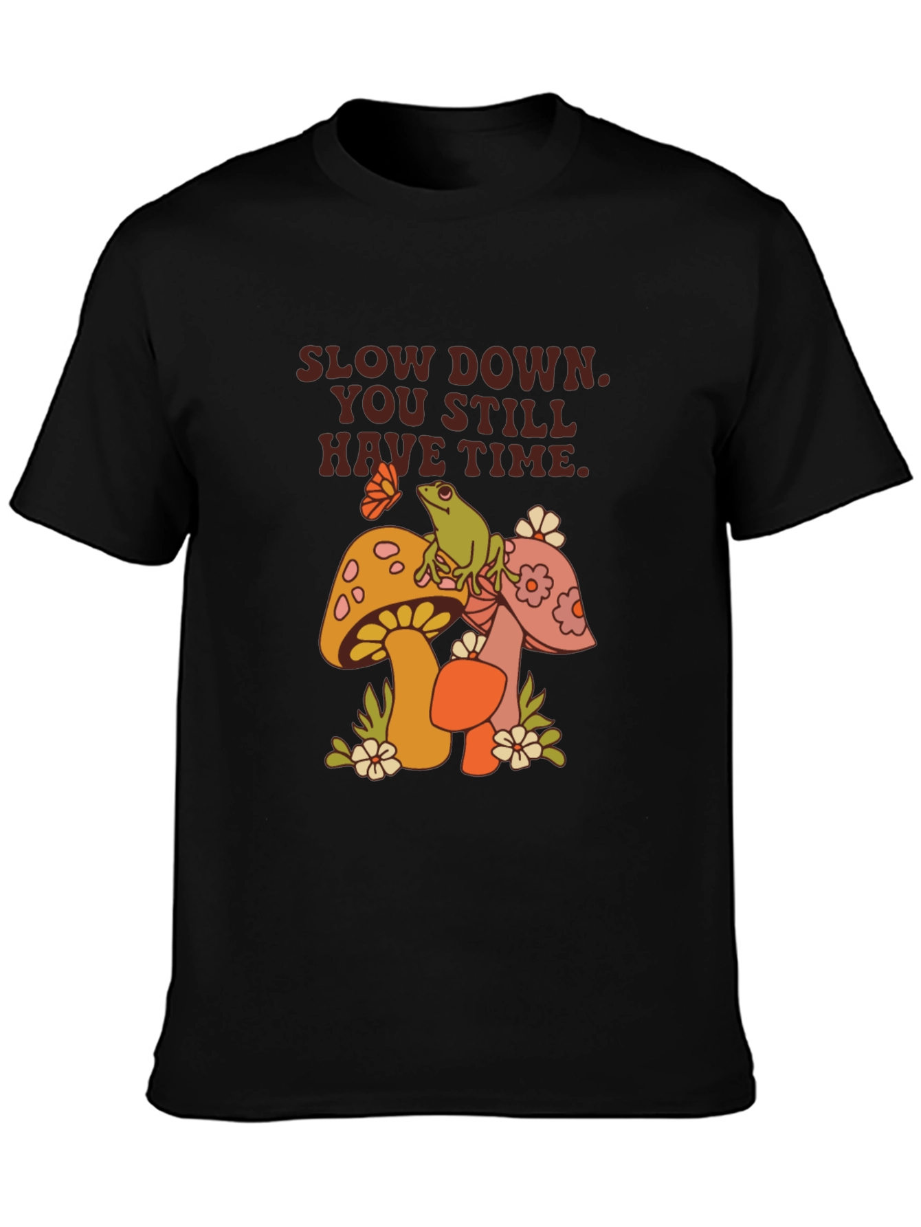 Relaxed Fit Graphic Tee - Slow Down Mushrooms