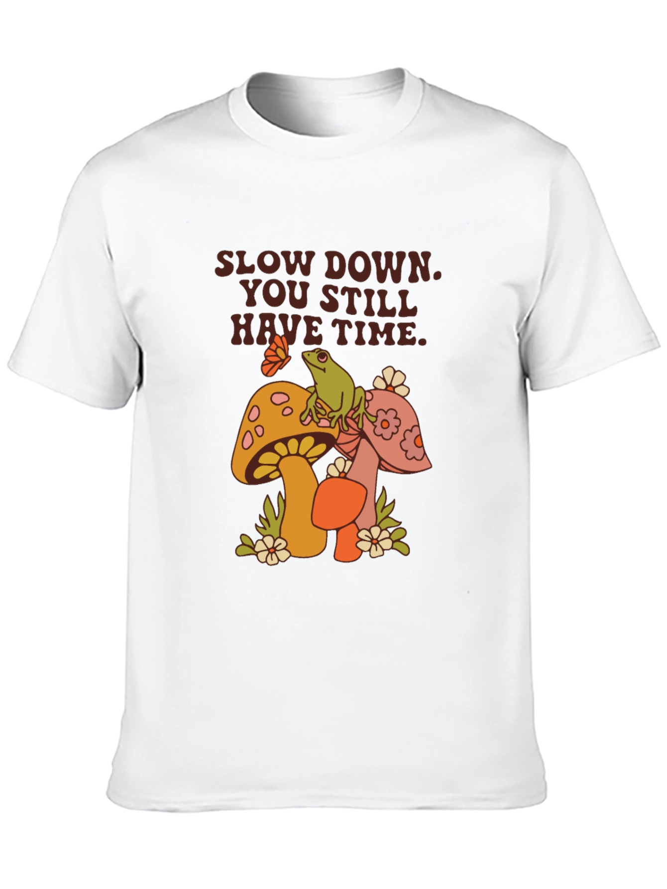 Relaxed Fit Graphic Tee - Slow Down Mushrooms