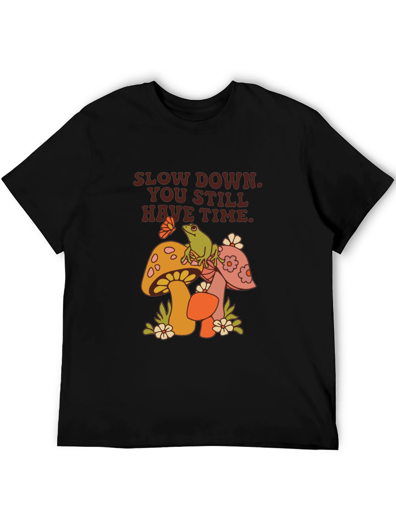Relaxed Fit Graphic Tee - Slow Down Mushrooms