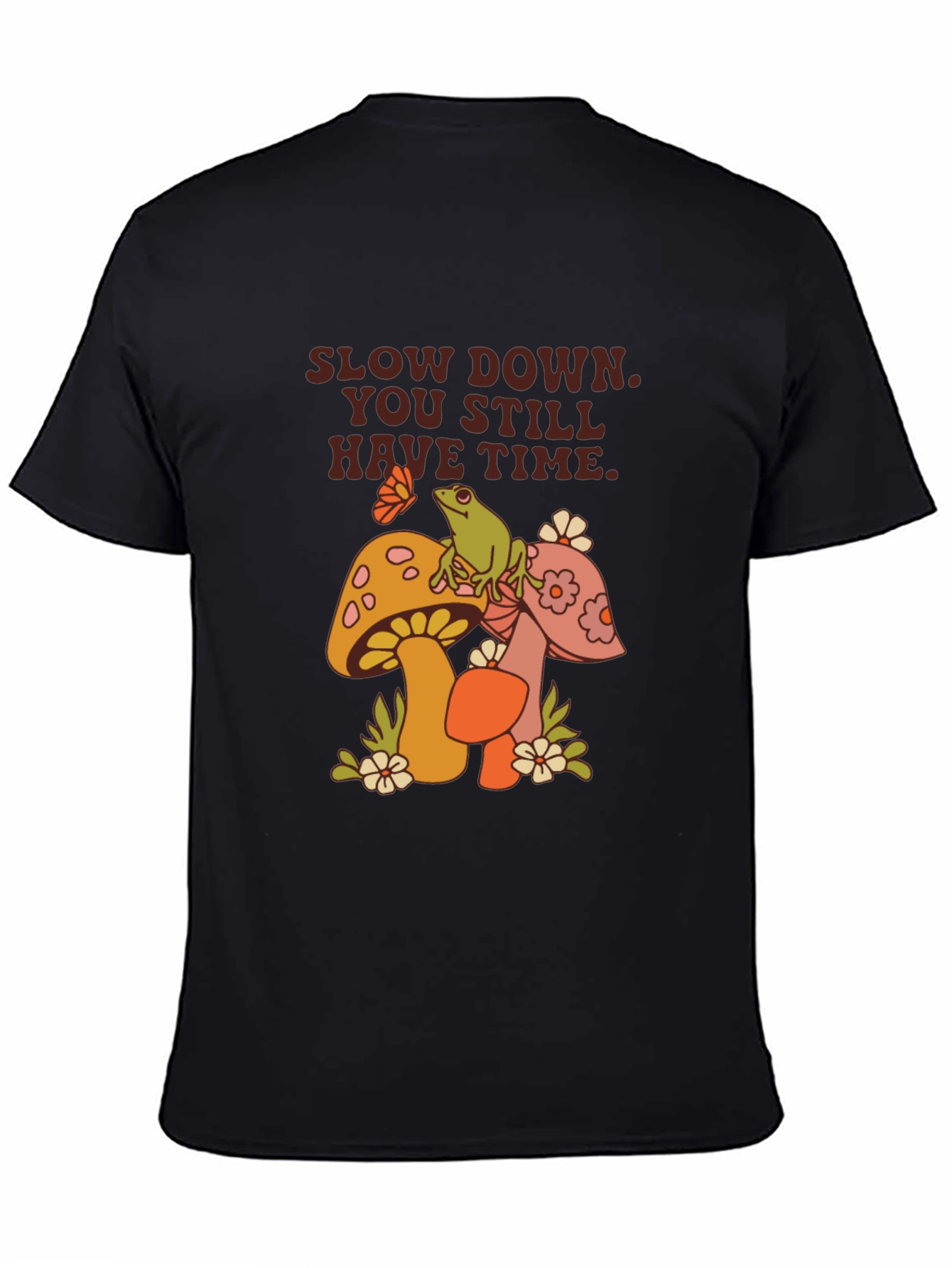 Relaxed Fit Graphic Tee - Slow Down Mushrooms