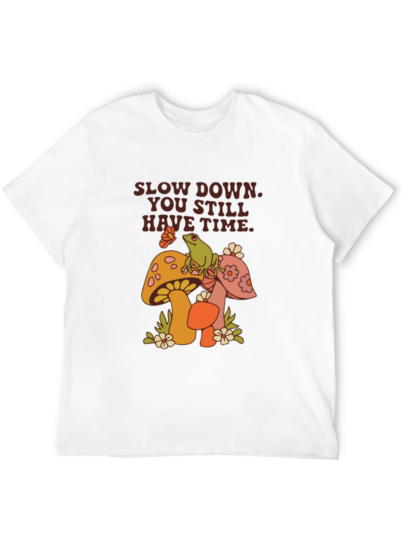 Relaxed Fit Graphic Tee - Slow Down Mushrooms