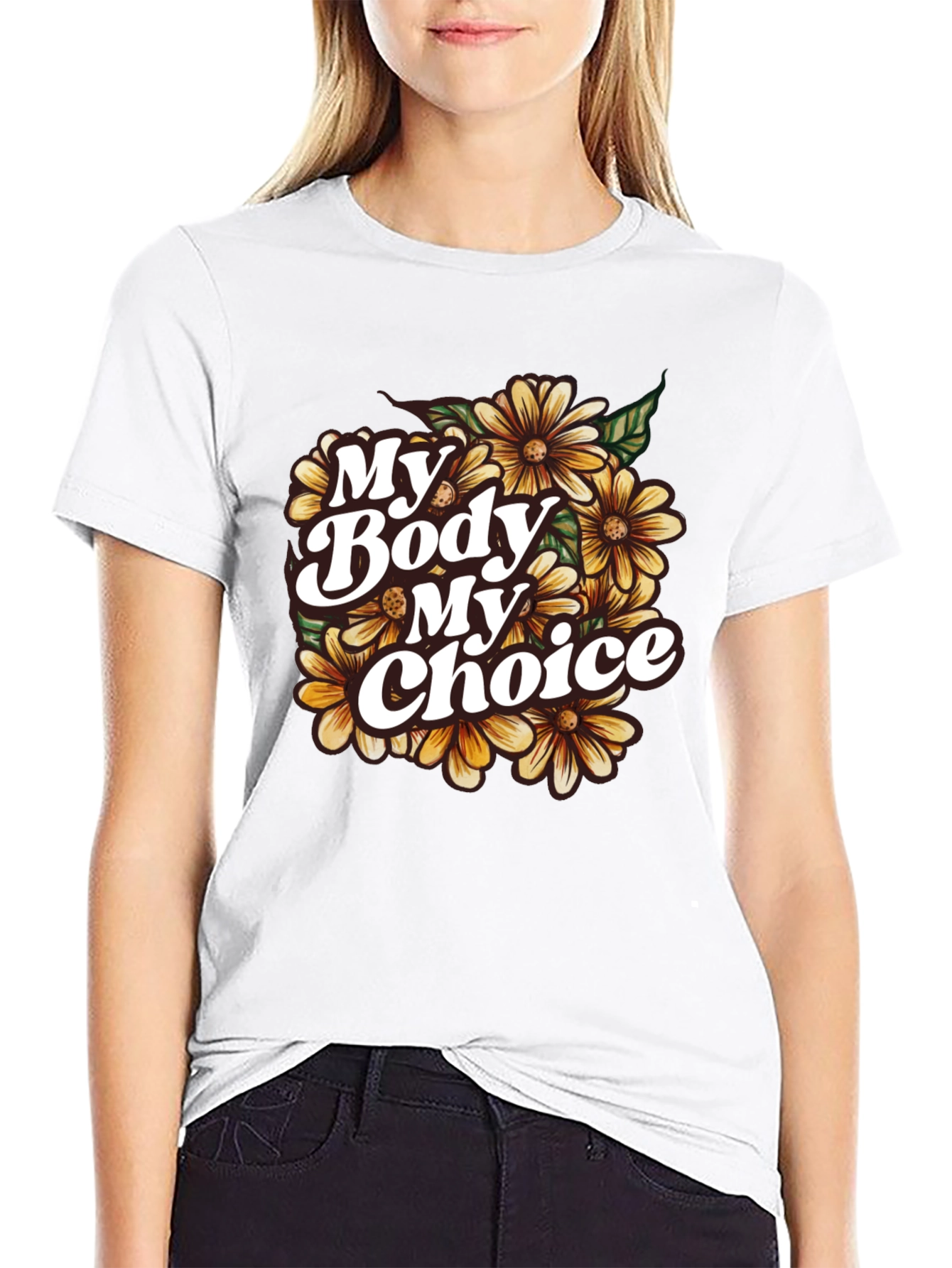 My Body My Choice Floral T-Shirt - Black