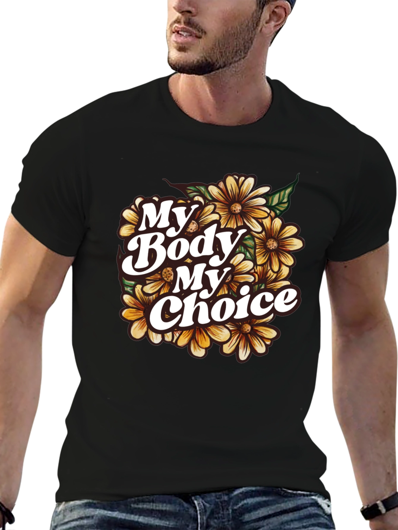 My Body My Choice Floral T-Shirt - Black