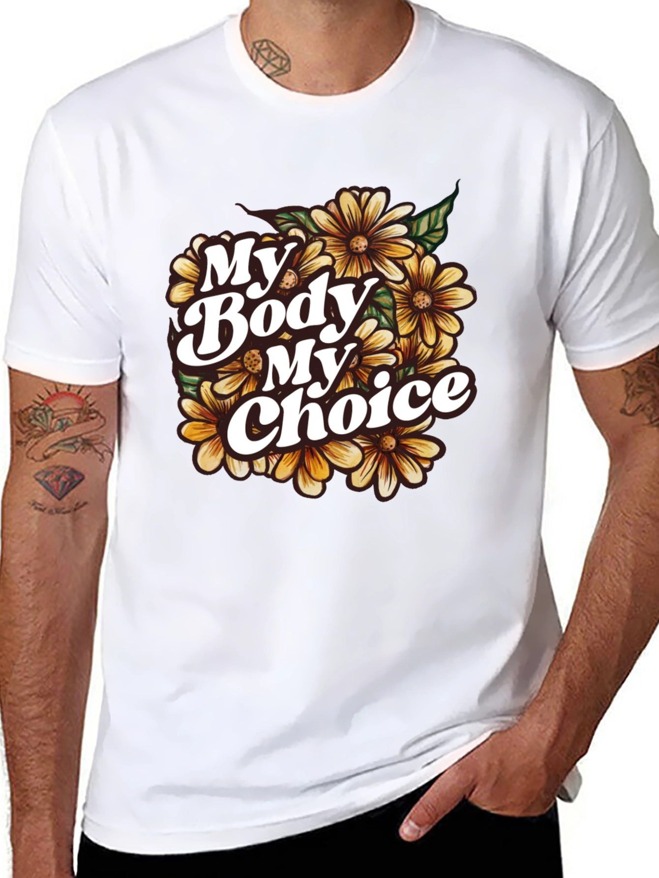 My Body My Choice Floral T-Shirt - Black