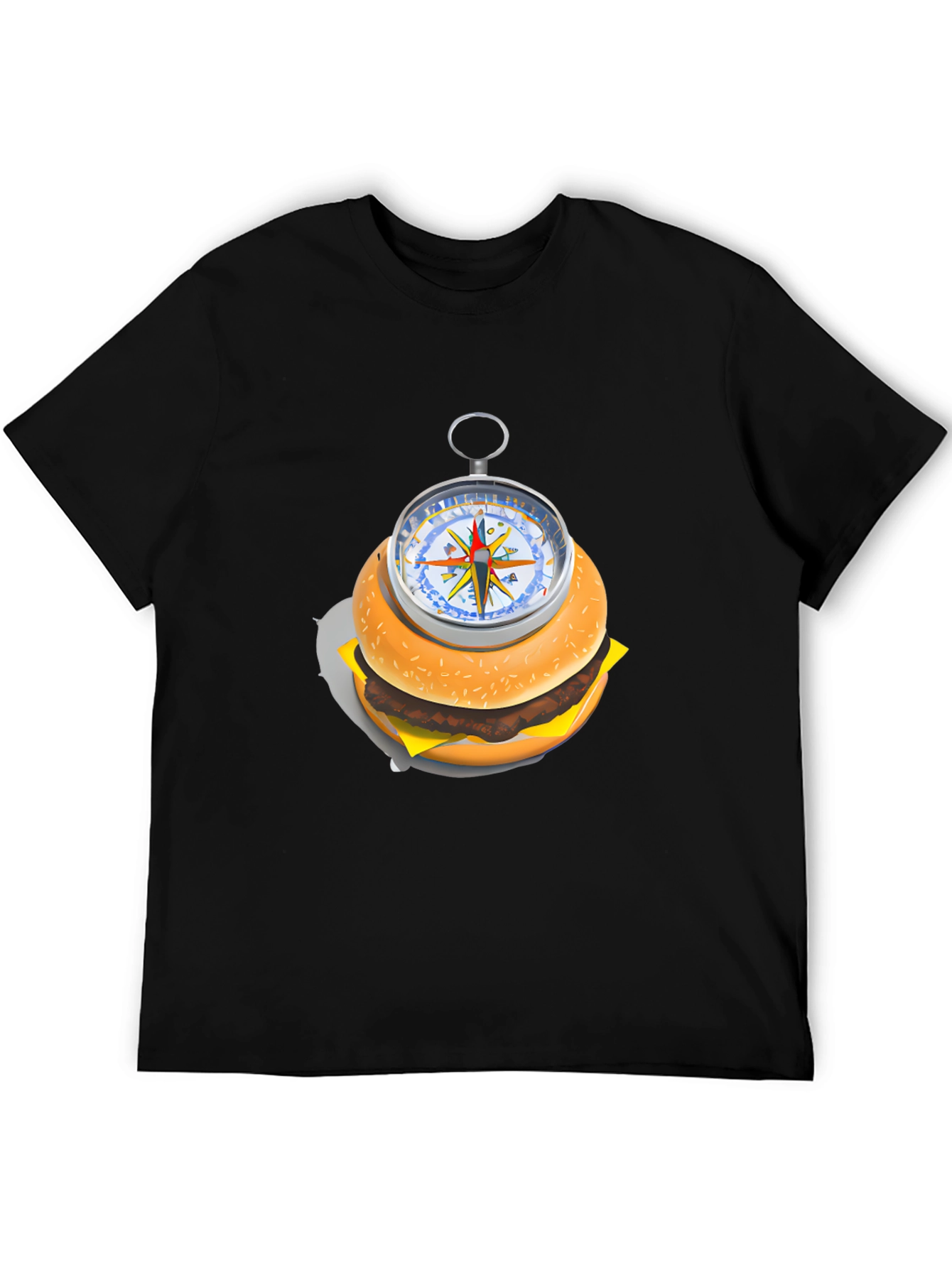 Burger Compass Graphic Tee - Novelty Foodie T-Shirt