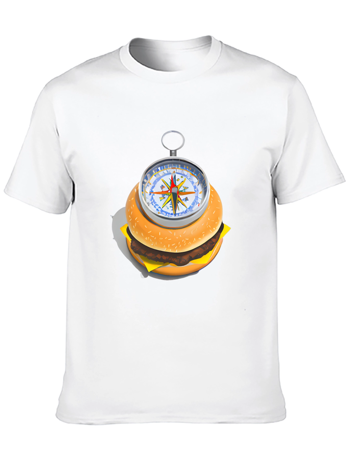 Burger Compass Graphic Tee - Novelty Foodie T-Shirt