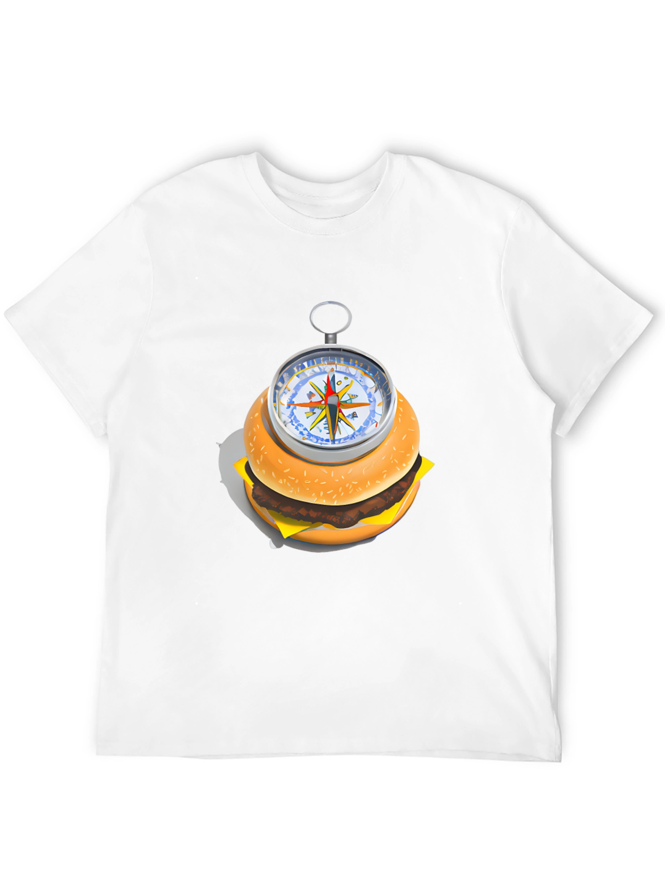 Burger Compass Graphic Tee - Novelty Foodie T-Shirt
