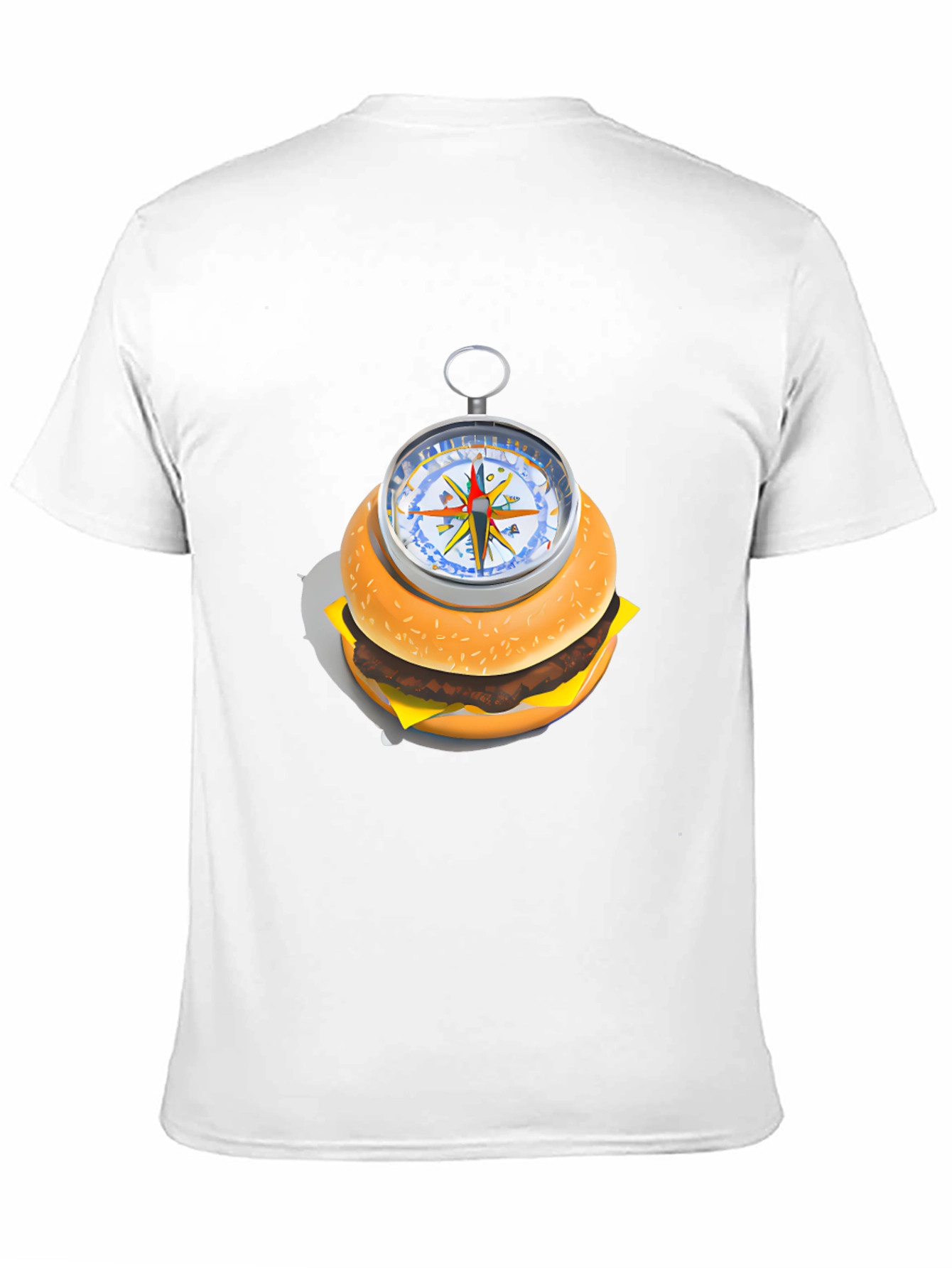 Burger Compass Graphic Tee - Novelty Foodie T-Shirt