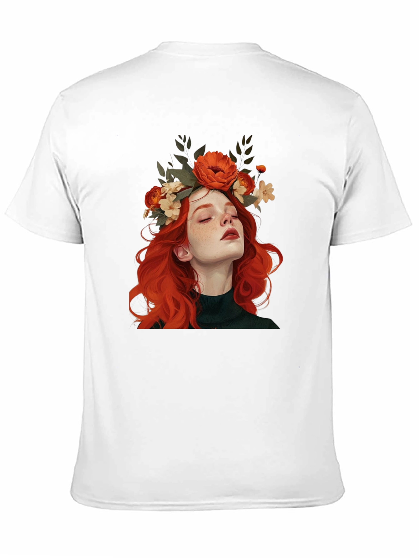Floral Crown Woman Graphic Black T-Shirt