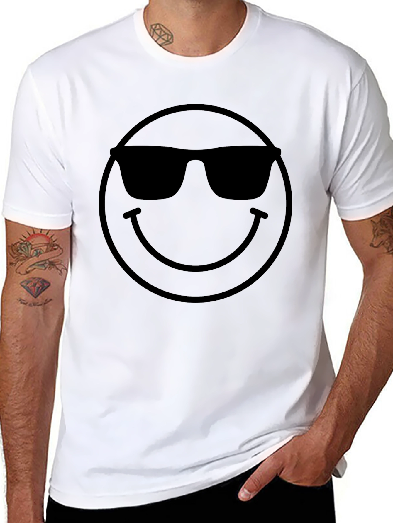 Cool Smiley Face Black T-Shirt