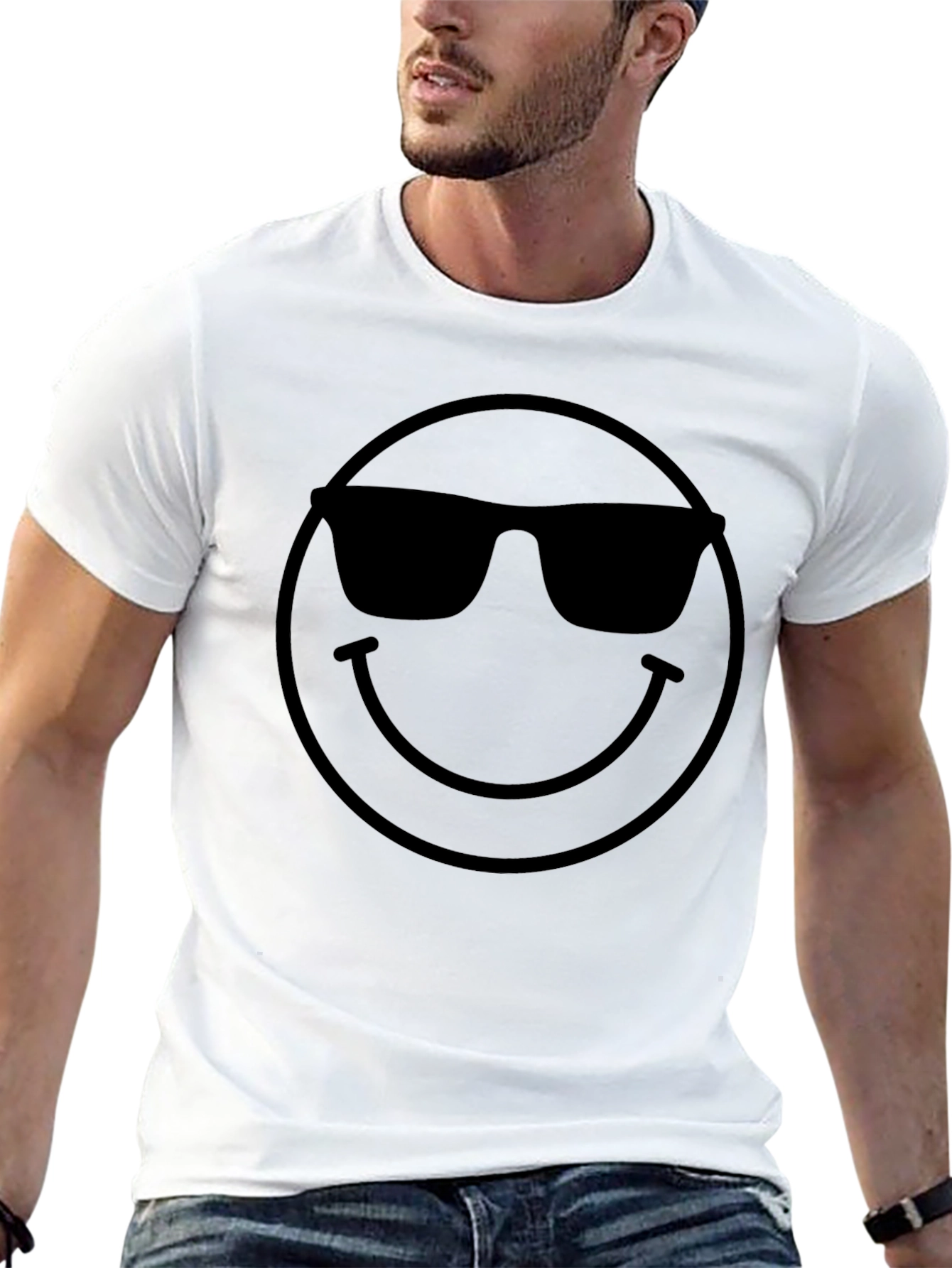 Cool Smiley Face Black T-Shirt