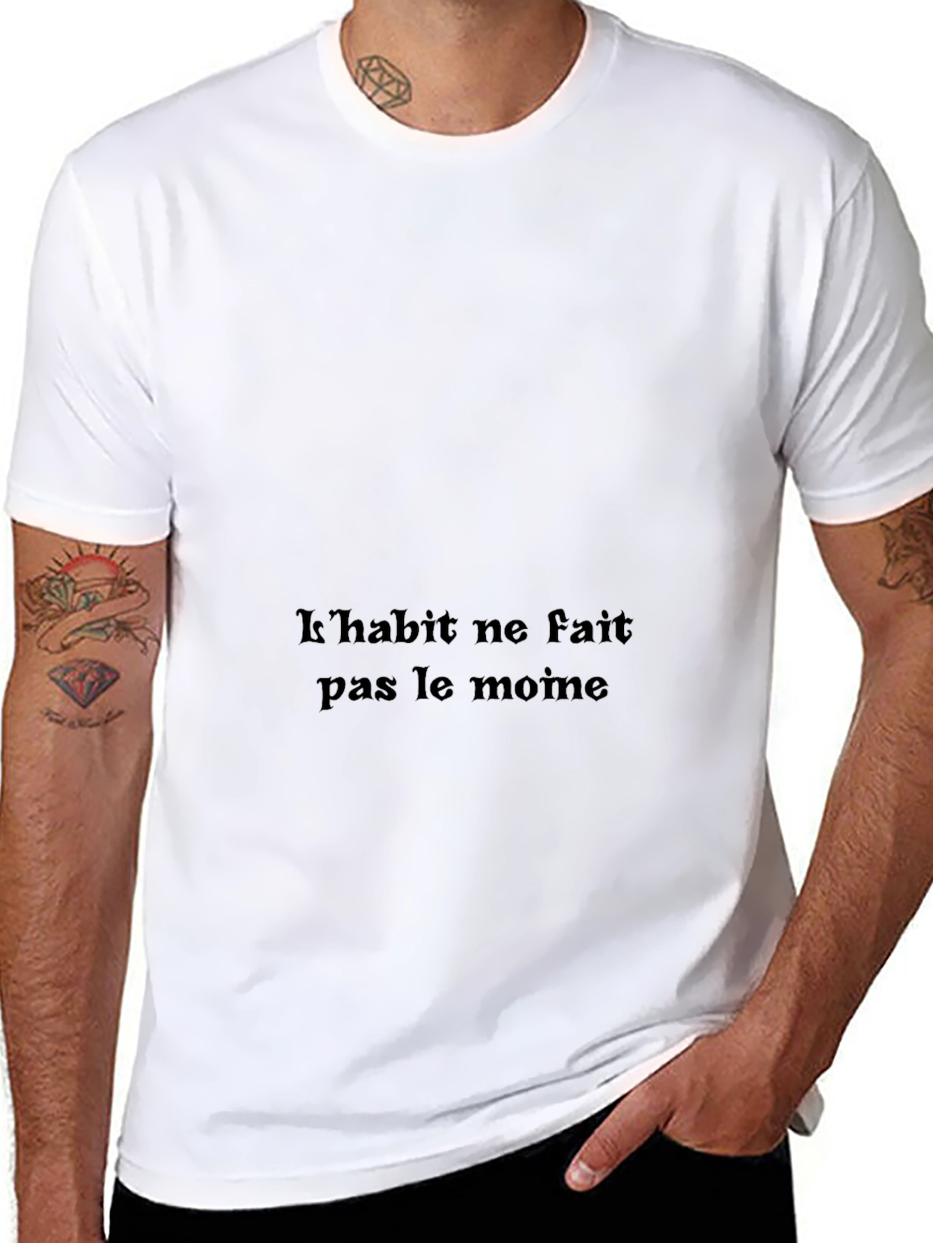 Stylish Black T-Shirt with French Proverb